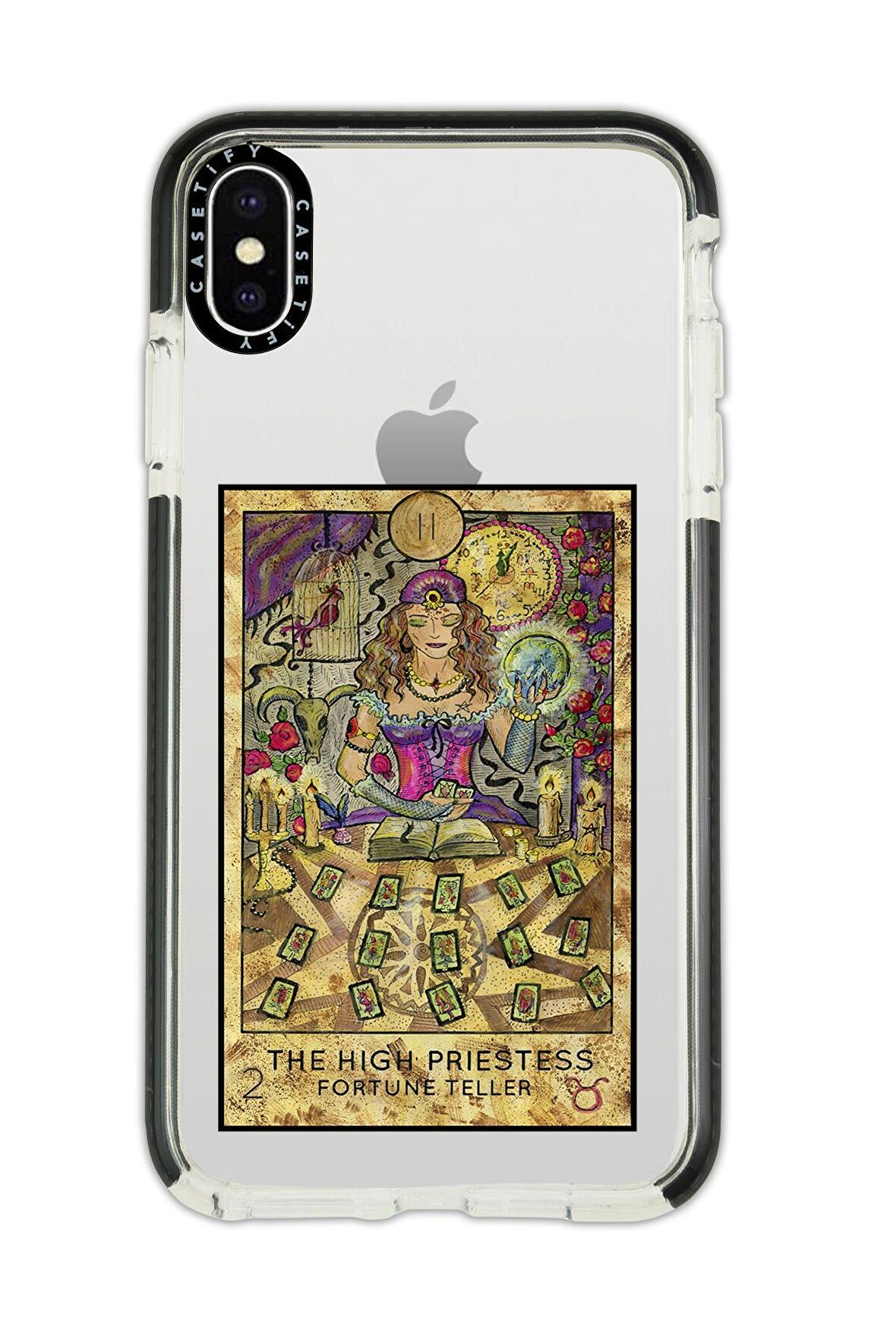 iPhone X Casetify The High Priestess Desenli Anti Shock Premium Silikonlu Siyah Kenar Detaylı Telefon Kılıfı