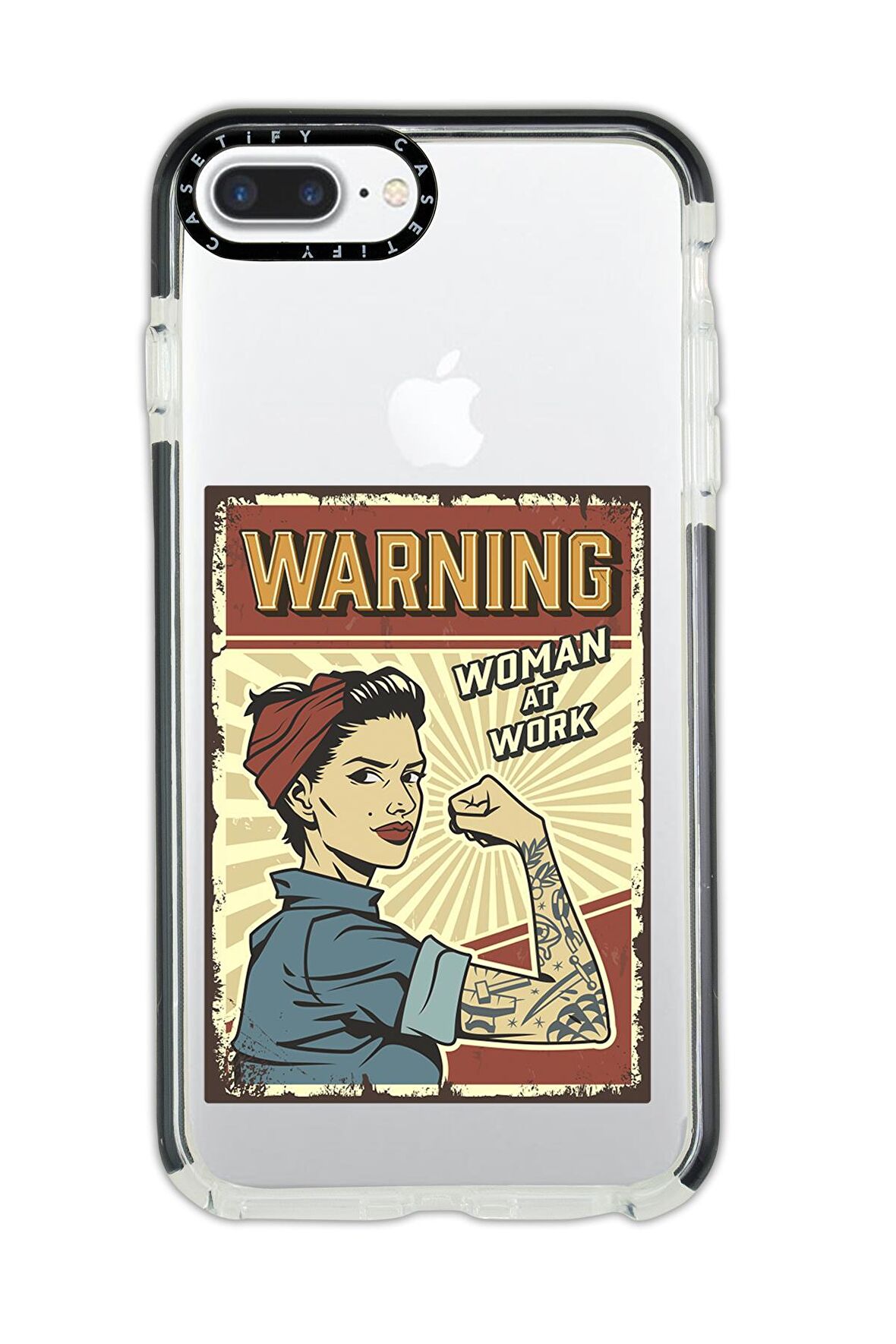iPhone 8 Plus Casetify Women At Work Desenli Anti Shock Premium Silikonlu Siyah Kenar Detaylı Telefon Kılıfı