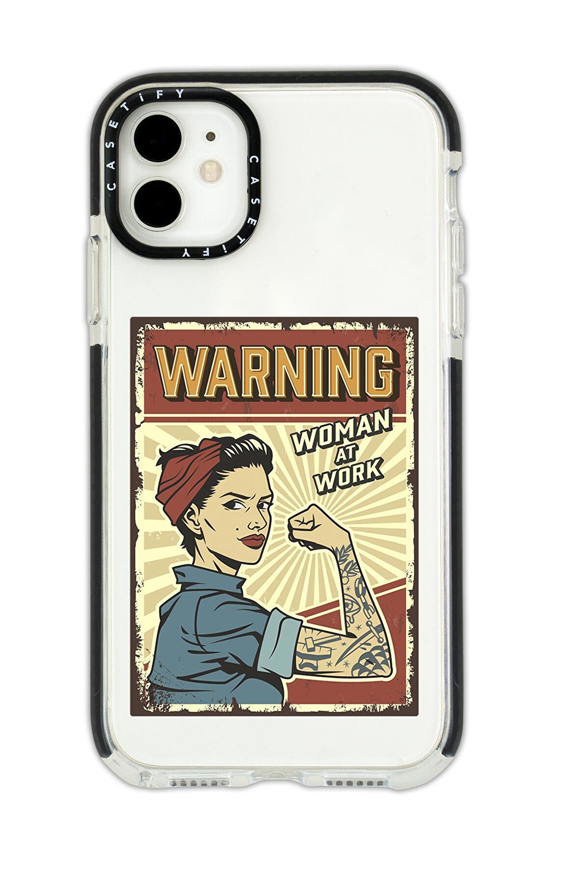 iPhone 11 Casetify Women At Work Desenli Anti Shock Premium Silikonlu Siyah Kenar Detaylı Telefon Kılıfı
