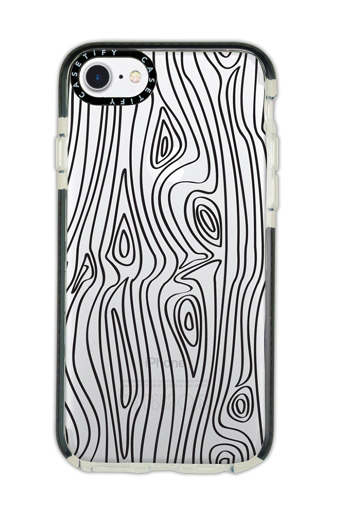 iPhone 7 Casetify Wooden Desenli Anti Shock Premium Silikonlu Siyah Kenar Detaylı Telefon Kılıfı