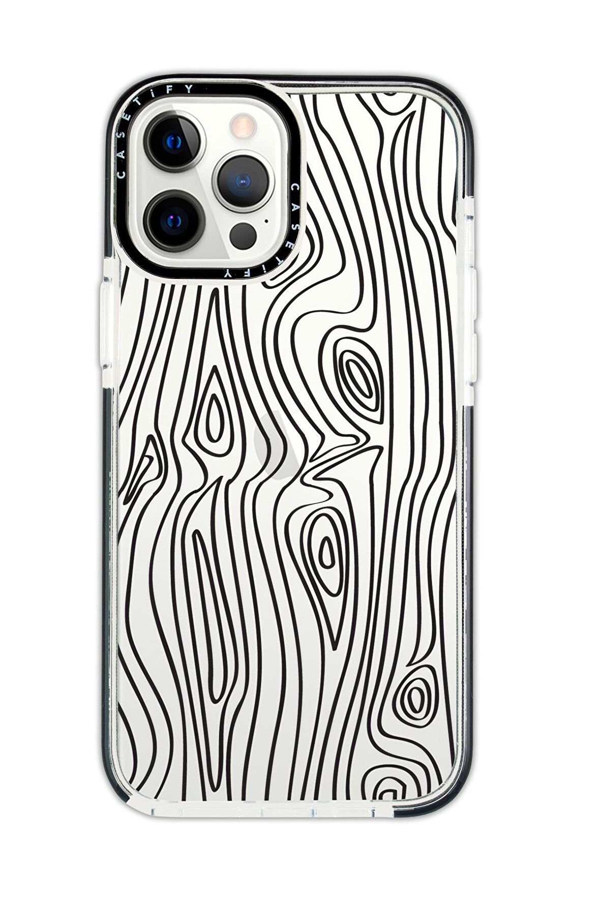 iPhone 11 Pro Casetify Wooden Desenli Anti Shock Premium Silikonlu Siyah Kenar Detaylı Telefon Kılıfı