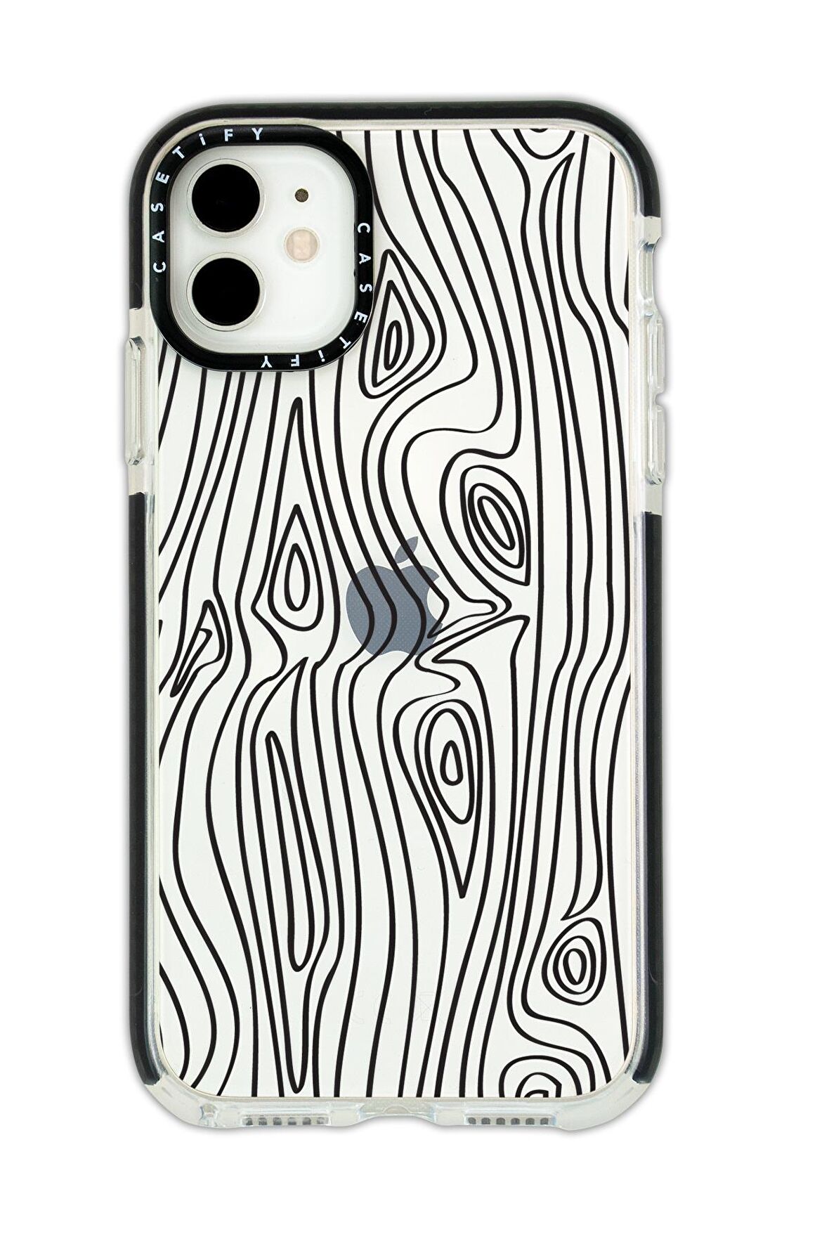 iPhone 12 Casetify Wooden Desenli Anti Shock Premium Silikonlu Siyah Kenar Detaylı Telefon Kılıfı