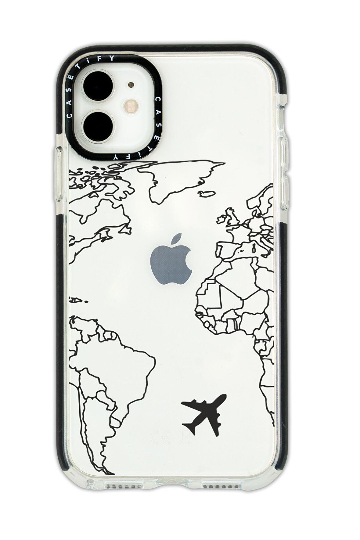 iPhone 11 Casetify World Map Lines Desenli Anti Shock Premium Silikonlu Siyah Kenar Detaylı Telefon Kılıfı
