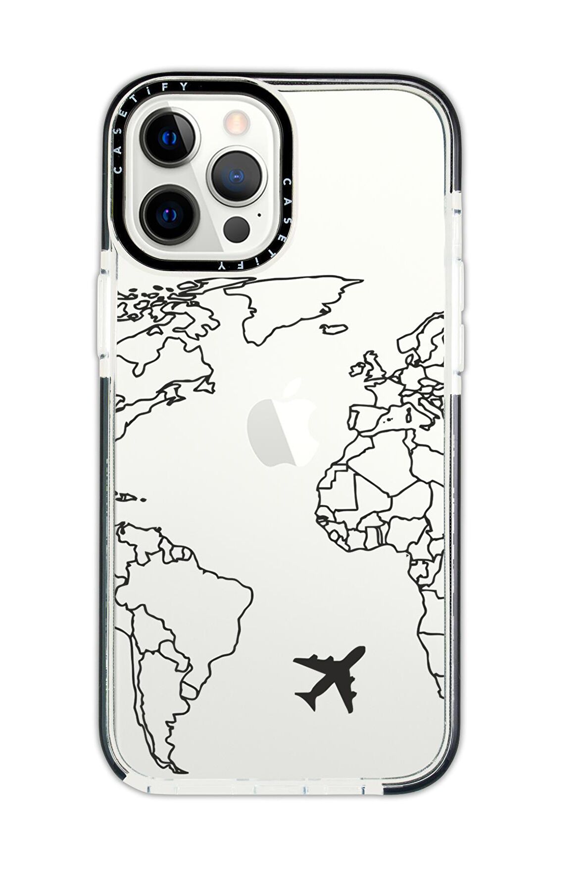 iPhone 11 Pro Casetify World Map Lines Desenli Anti Shock Premium Silikonlu Siyah Kenar Detaylı Telefon Kılıfı