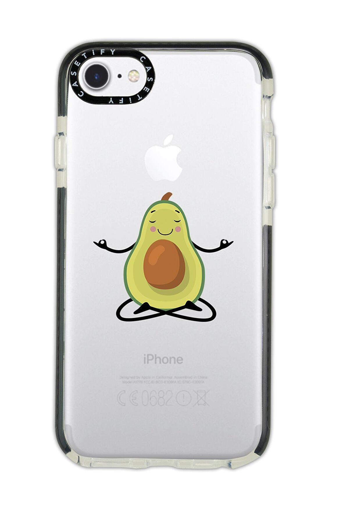 iPhone 8 Casetify Yogacı Avokado Desenli Anti Shock Premium Silikonlu Siyah Kenar Detaylı Telefon Kılıfı