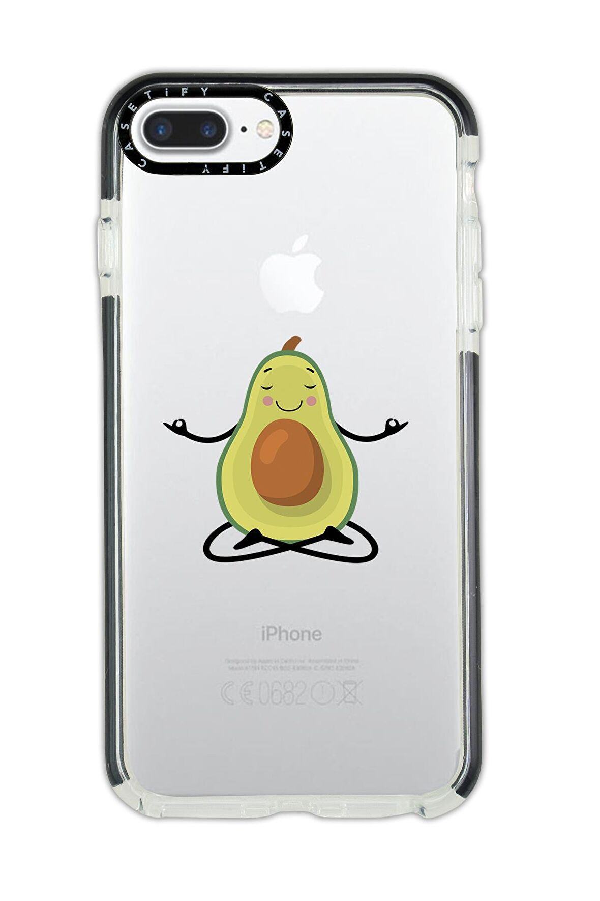 iPhone 8 Plus Casetify Yogacı Avokado Desenli Anti Shock Premium Silikonlu Siyah Kenar Detaylı Telefon Kılıfı