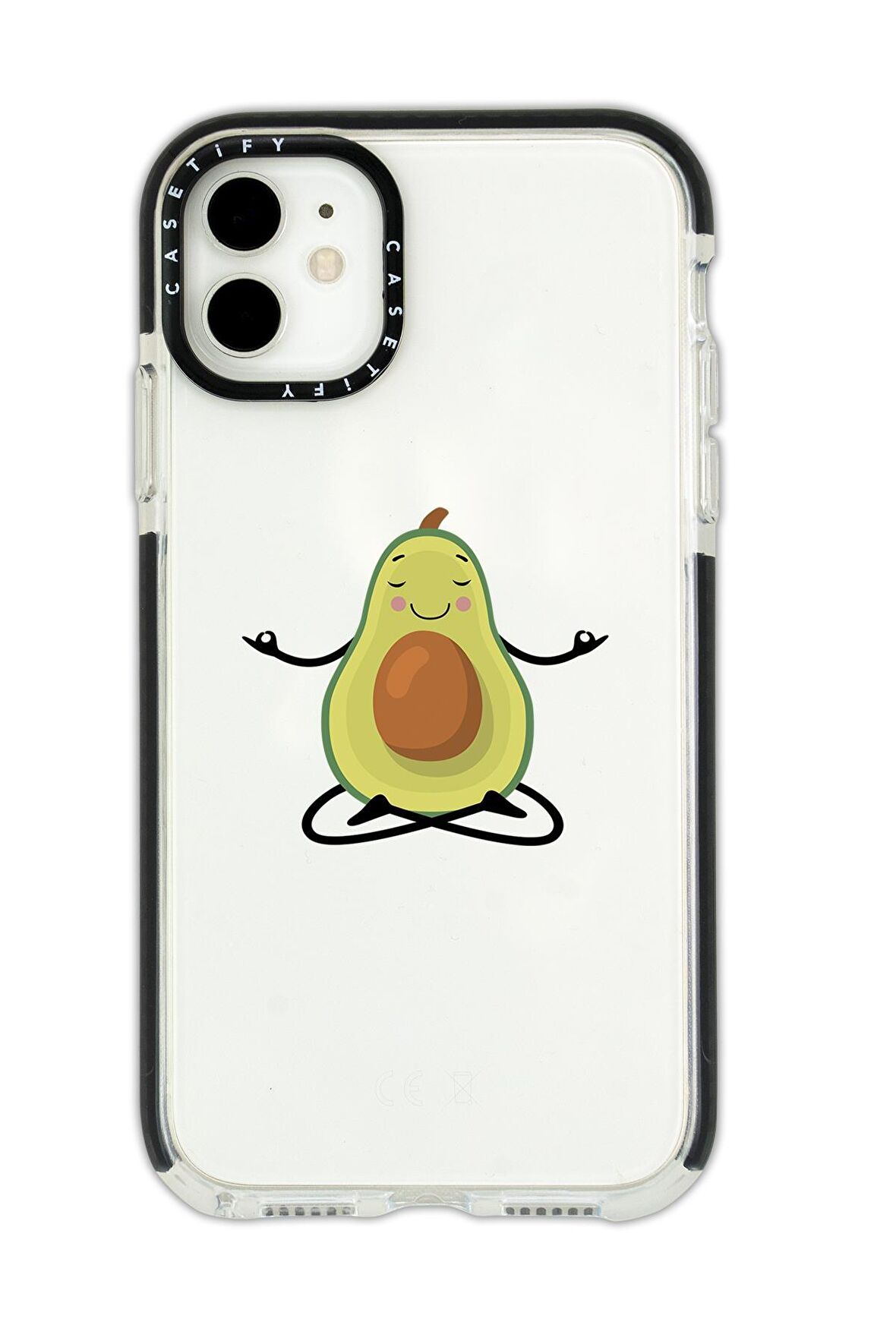 iPhone 12 Casetify Yogacı Avokado Desenli Anti Shock Premium Silikonlu Siyah Kenar Detaylı Telefon Kılıfı