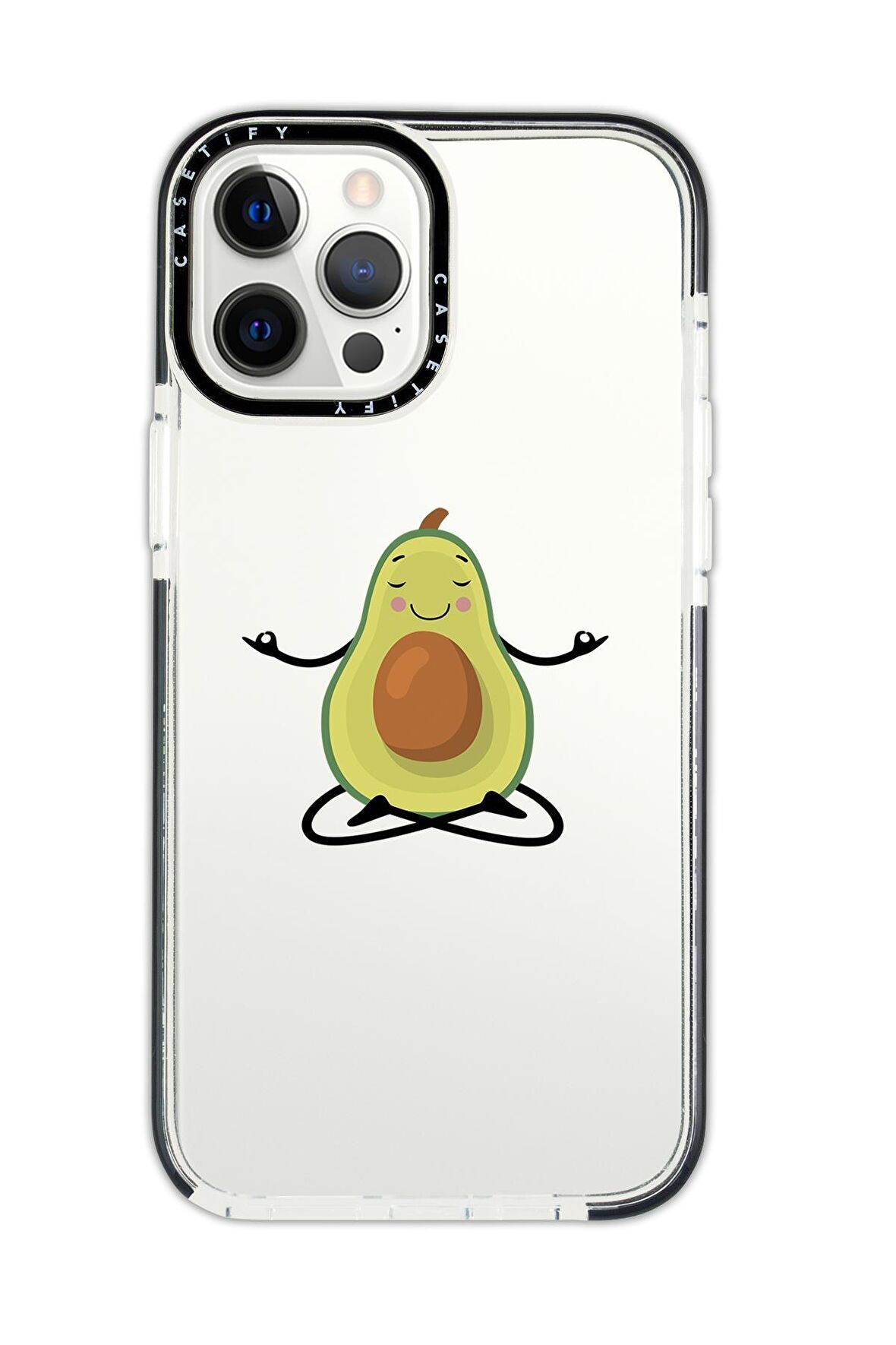 iPhone 12 Pro Casetify Yogacı Avokado Desenli Anti Shock Premium Silikonlu Siyah Kenar Detaylı Telefon Kılıfı