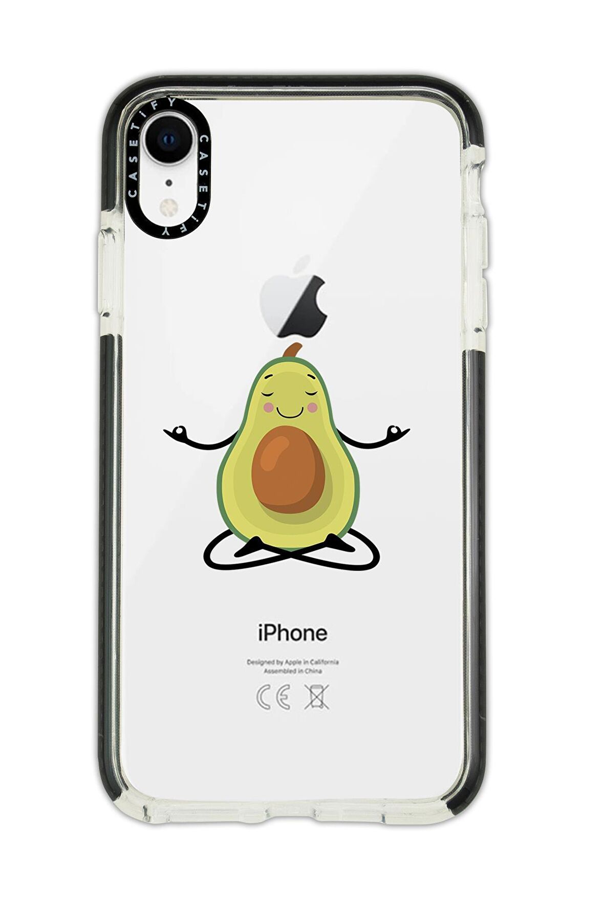 iPhone XR Casetify Yogacı Avokado Desenli Anti Shock Premium Silikonlu Siyah Kenar Detaylı Telefon Kılıfı