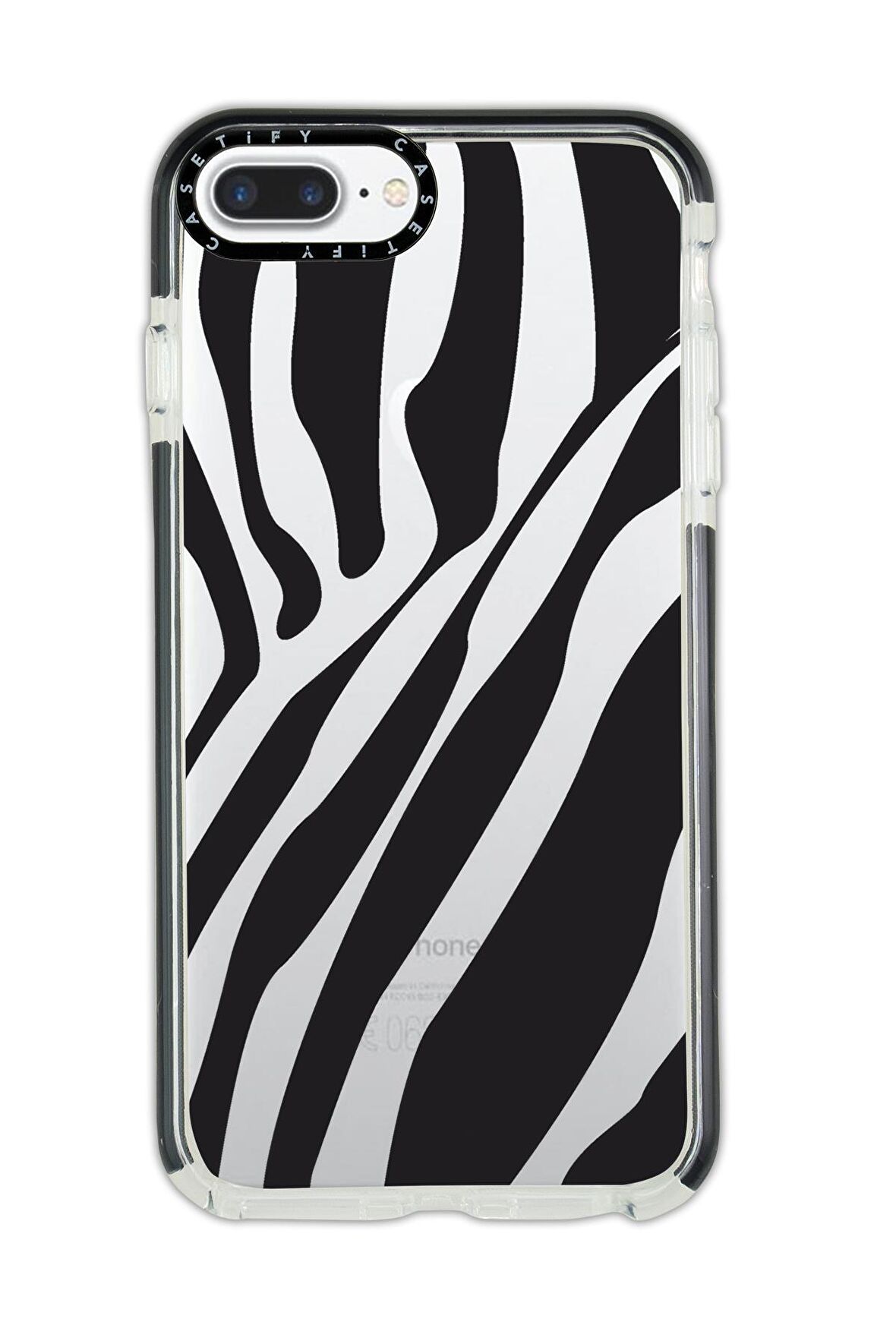 iPhone 8 Plus Casetify Zebra Desenli Anti Shock Premium Silikonlu Siyah Kenar Detaylı Telefon Kılıfı