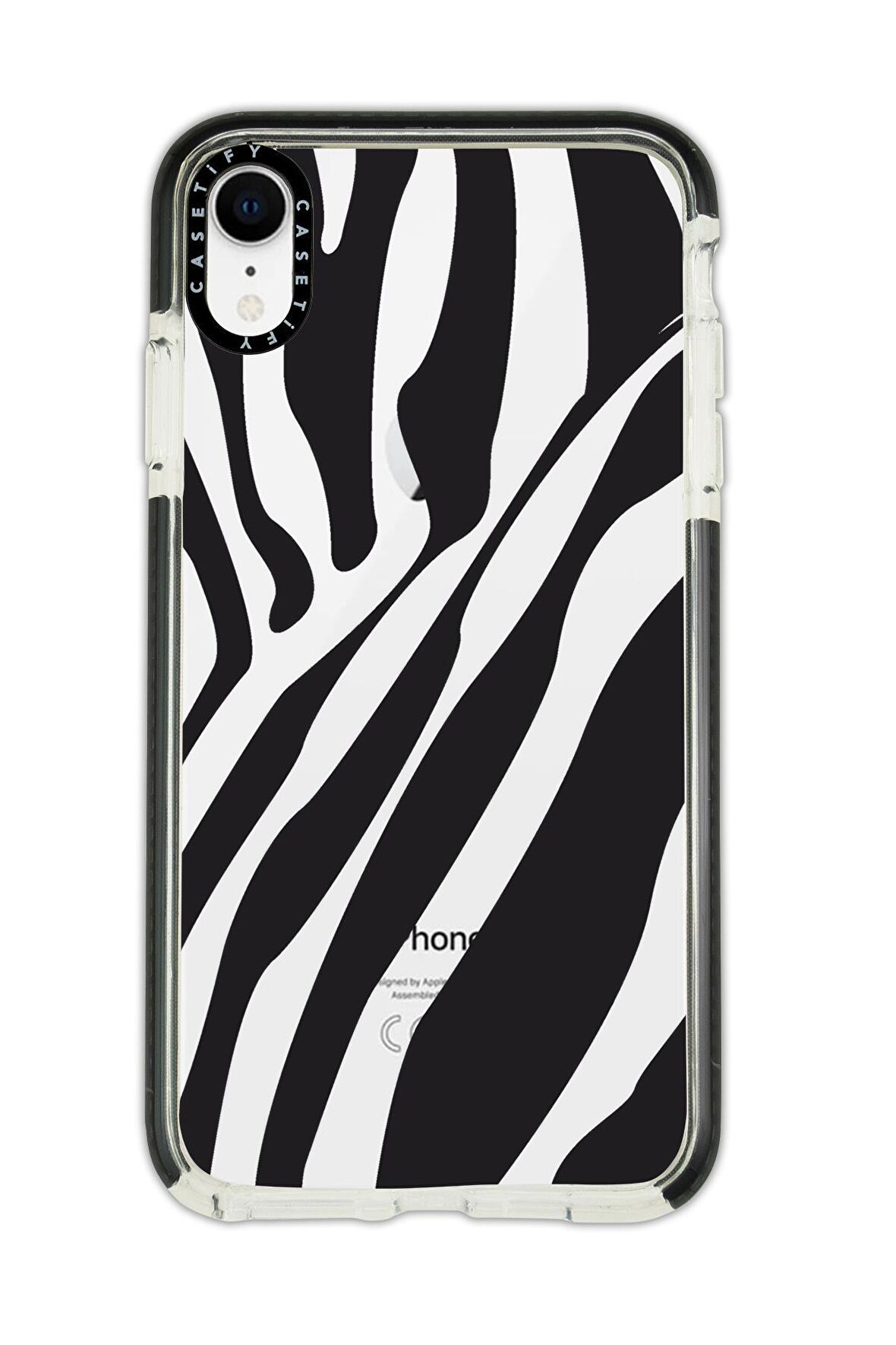 iPhone XR Casetify Zebra Desenli Anti Shock Premium Silikonlu Siyah Kenar Detaylı Telefon Kılıfı