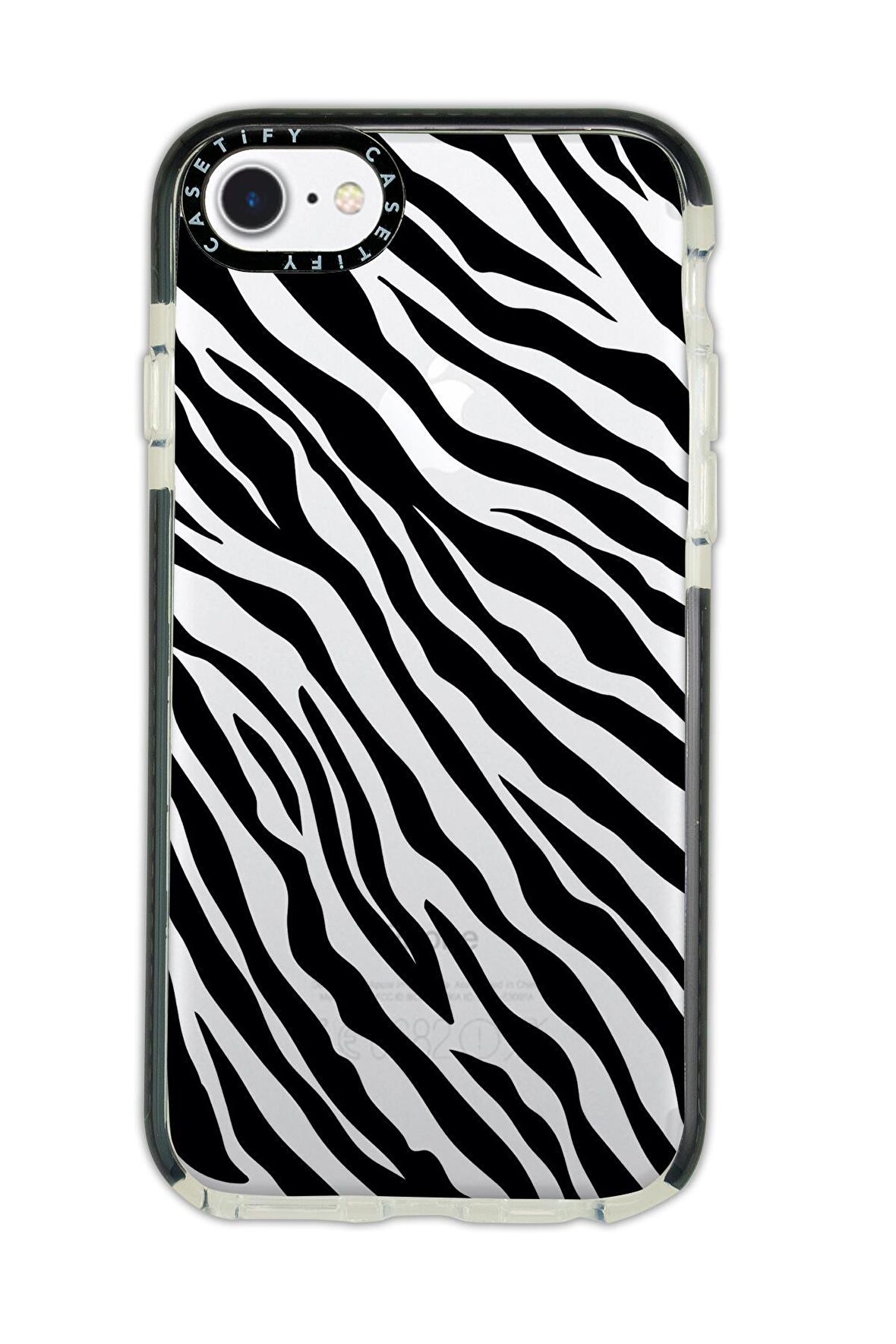 iPhone 7 Casetify Zebra Pattern Anti Shock Premium Silikonlu Siyah Kenar Detaylı Telefon Kılıfı