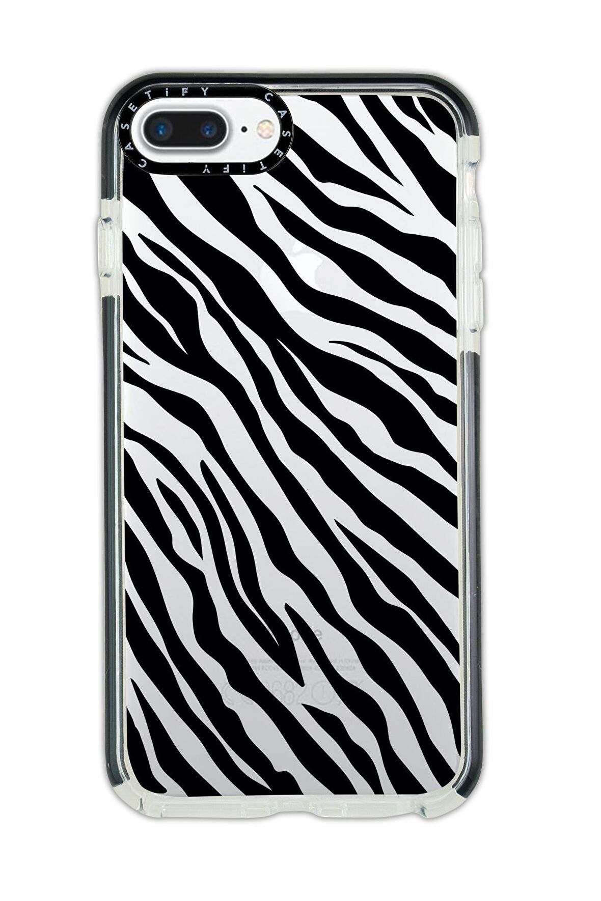iPhone 7 Plus Casetify Zebra Pattern Anti Shock Premium Silikonlu Siyah Kenar Detaylı Telefon Kılıfı
