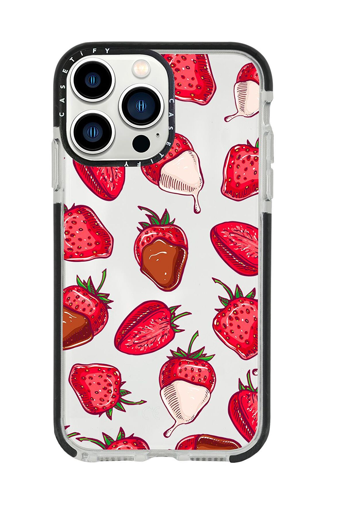 iPhone 13 Pro Max Çikolatalı Çilekler Casetify Darbe Emci Silikonlu Telefon Kılıfı
