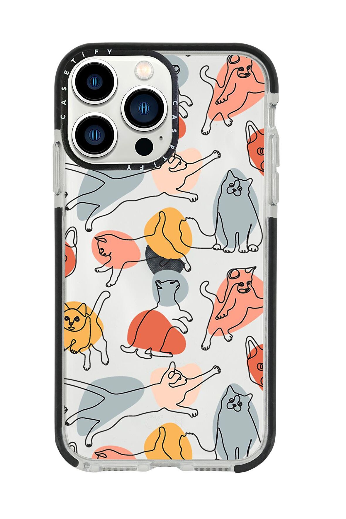 iPhone 13 Pro Max Sevimli Kedi Figürleri Casetify Darbe Emci Silikonlu Telefon Kılıfı