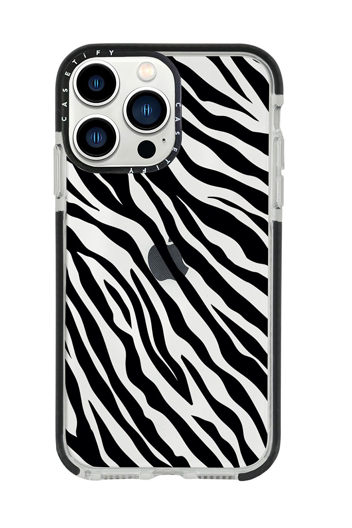 iPhone 13 Pro Max Zebra Pattern Casetify Darbe Emci Silikonlu Telefon Kılıfı