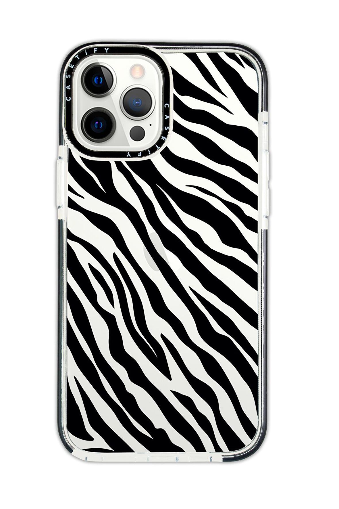 iPhone 11 Pro Casetify Zebra Pattern Anti Shock Premium Silikonlu Siyah Kenar Detaylı Telefon Kılıfı