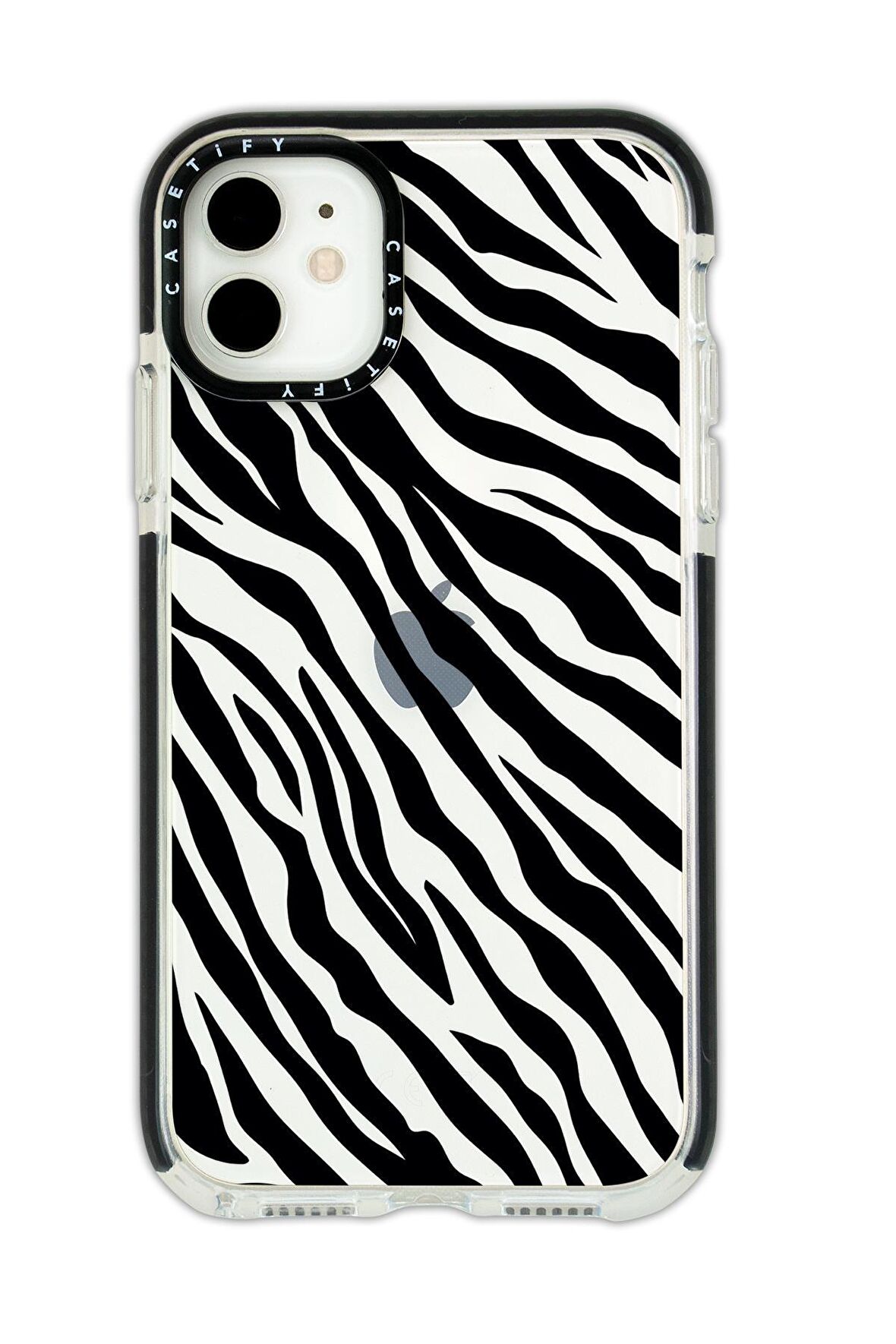 iPhone 12 Casetify Zebra Pattern Anti Shock Premium Silikonlu Siyah Kenar Detaylı Telefon Kılıfı