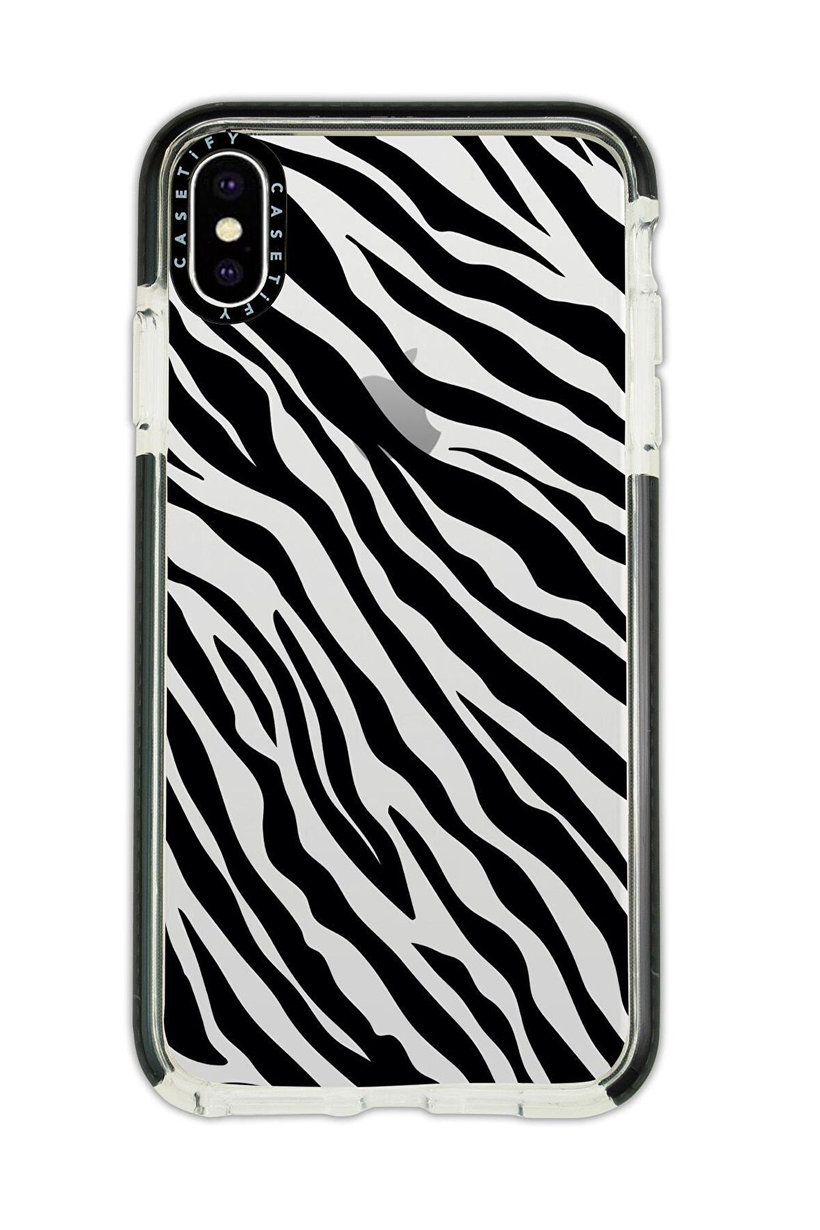 iPhone X Casetify Zebra Pattern Anti Shock Premium Silikonlu Siyah Kenar Detaylı Telefon Kılıfı