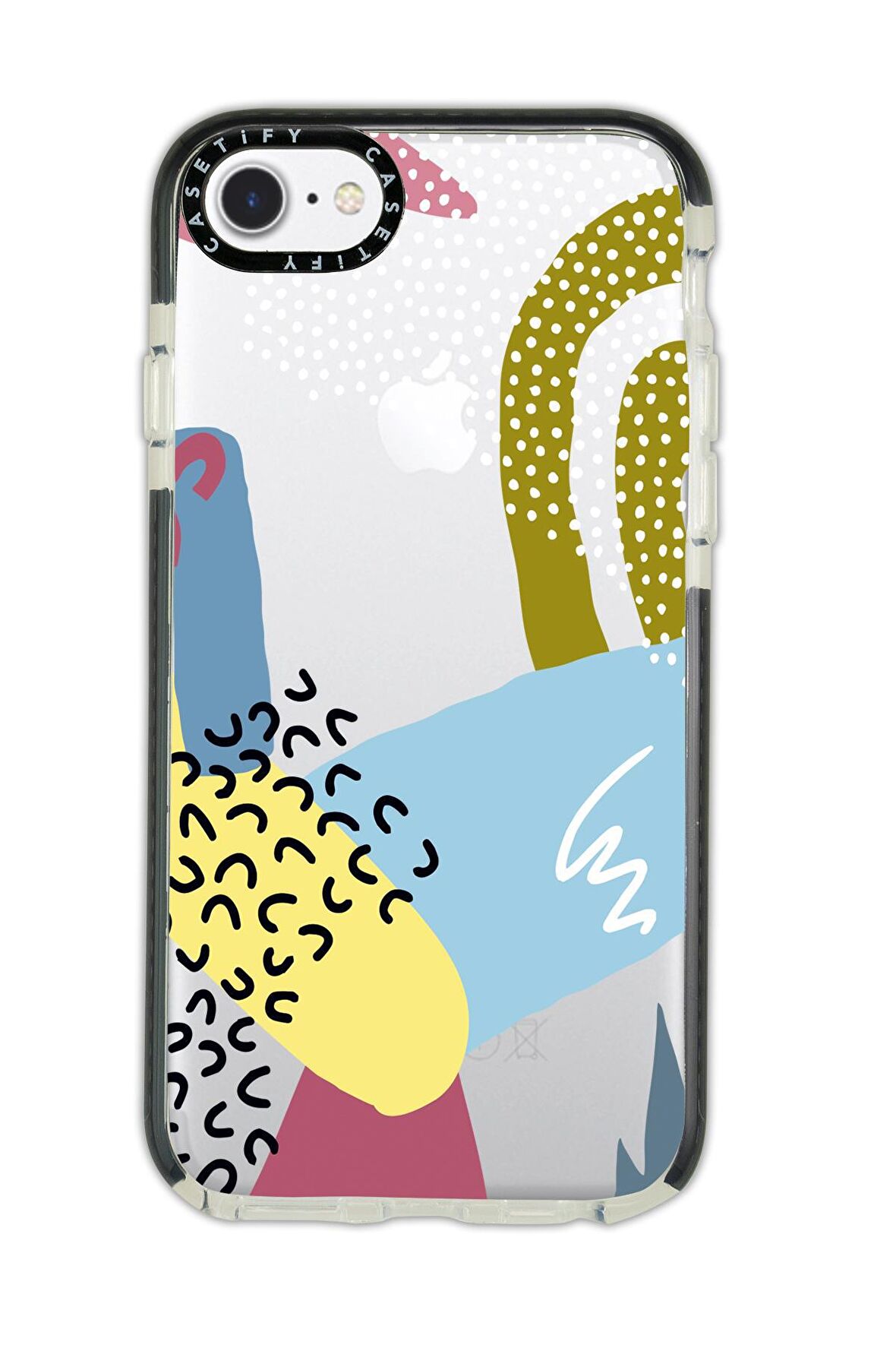 iPhone 7 Casetify Colorful Pattern Desenli Anti Shock Premium Silikonlu Siyah Kenar Detaylı Telefon Kılıfı