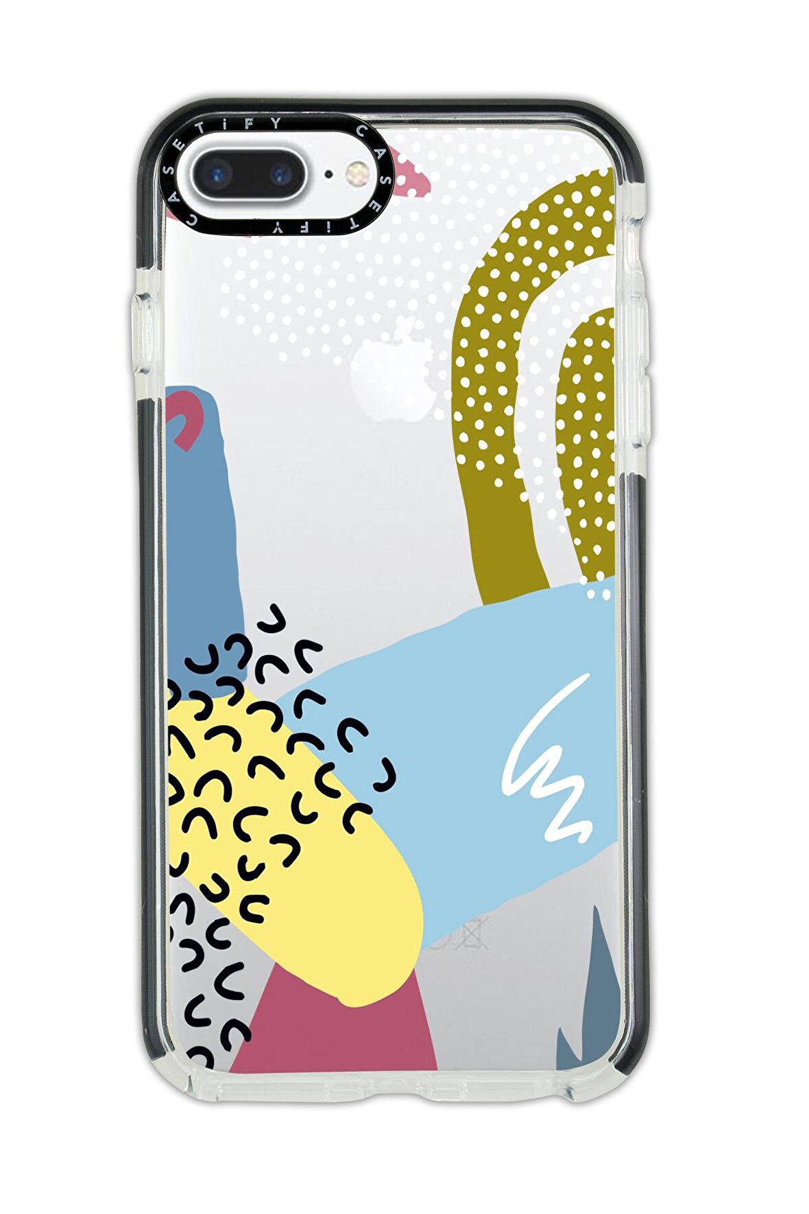 iPhone 7 Plus Casetify Colorful Pattern Desenli Anti Shock Premium Silikonlu Siyah Kenar Detaylı Telefon Kılıfı