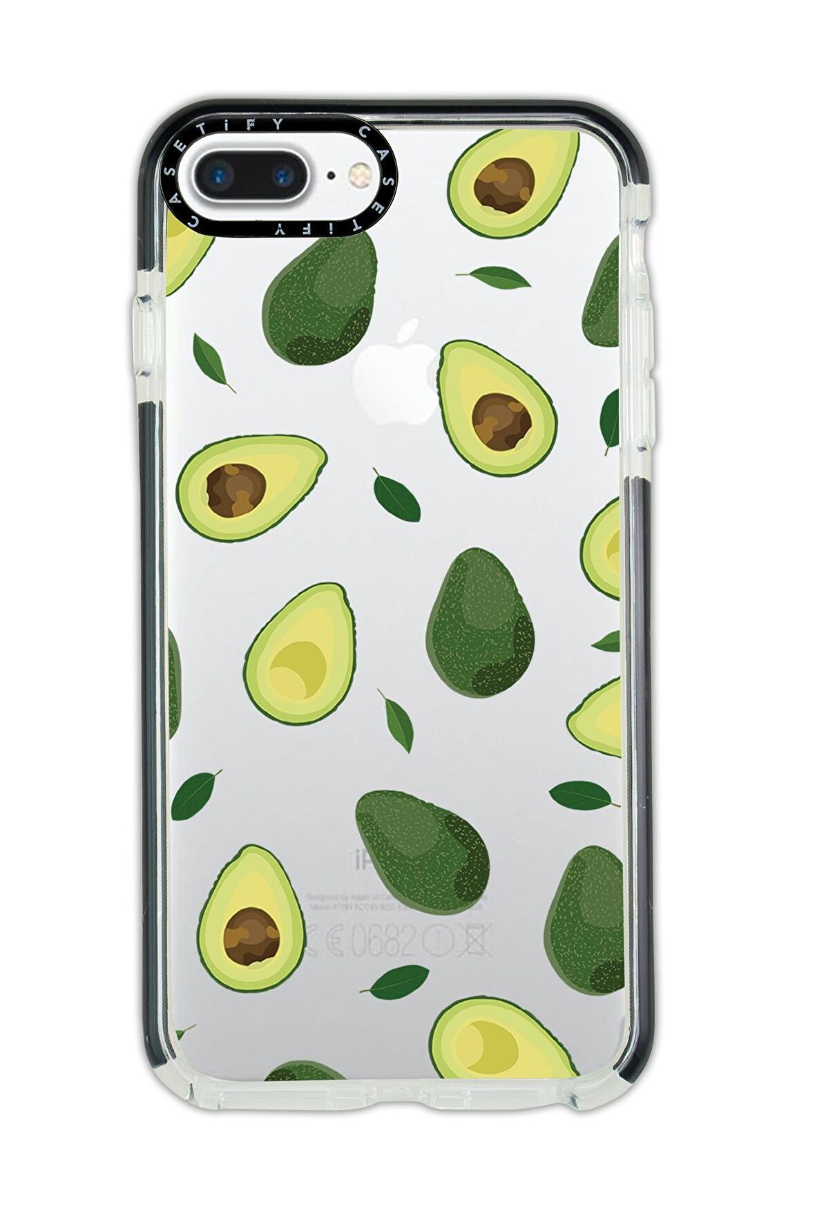 iPhone 8 Plus Casetify Avokado Desenli Anti Shock Premium Silikonlu Siyah Kenar Detaylı Telefon Kılıfı