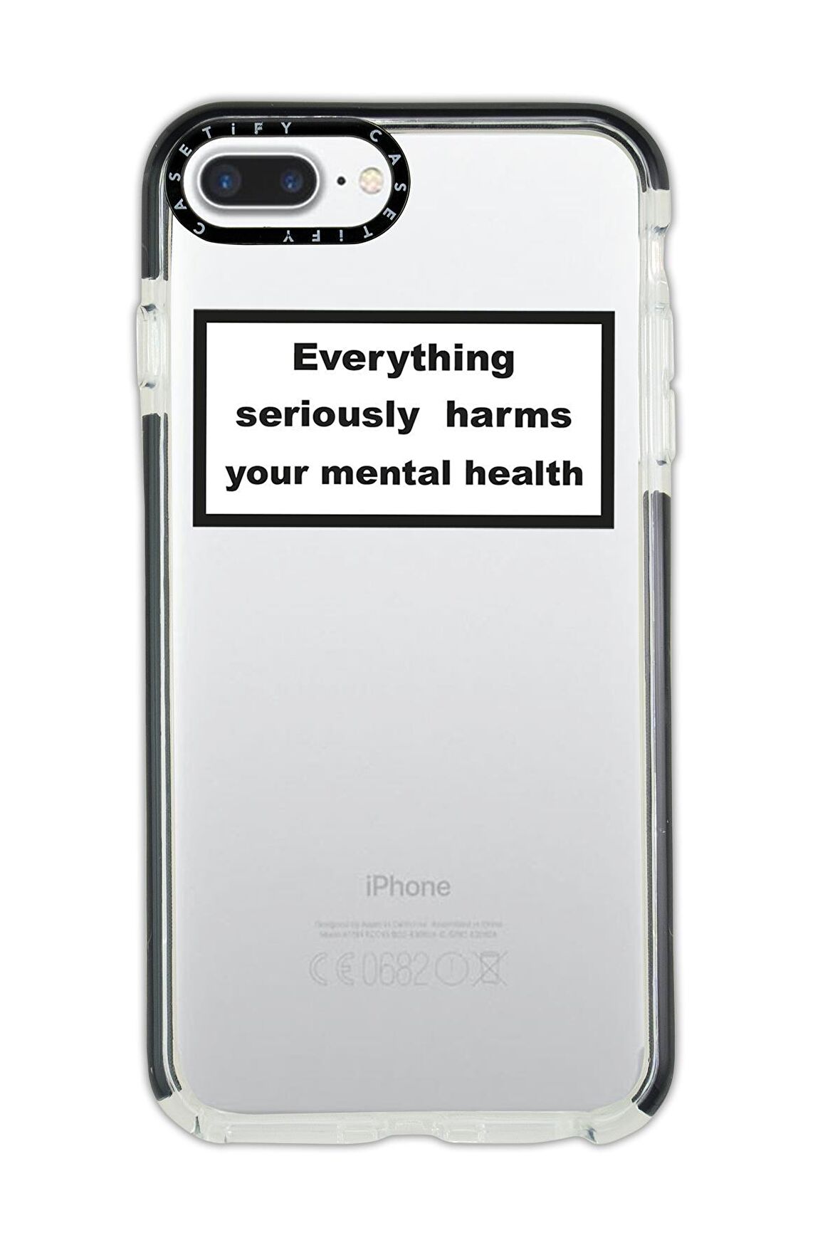 iPhone 8 Plus Casetify Everything Seriously Desenli Anti Shock Premium Silikonlu Siyah Kenar Detaylı Telefon Kılıfı