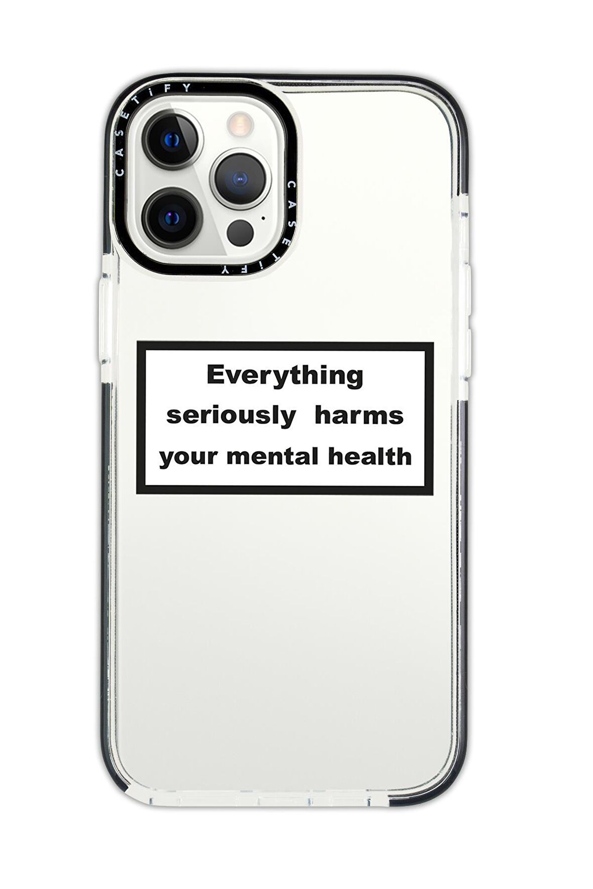 iPhone 12 Pro Max Casetify Everything Seriously Desenli Anti Shock Premium Silikonlu Siyah Kenar Detaylı Telefon Kılıfı