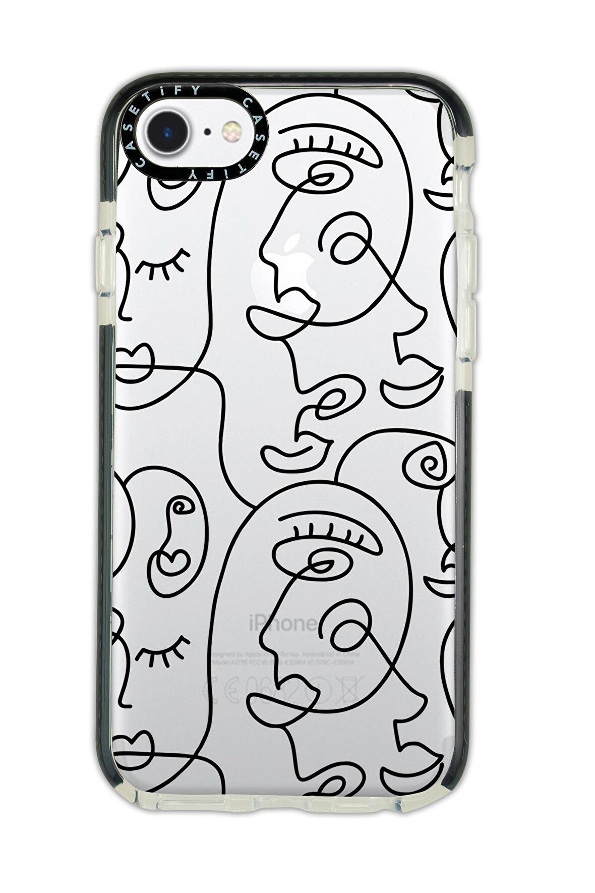 iPhone 7 Casetify Face Art Desenli Anti Shock Premium Silikonlu Siyah Kenar Detaylı Telefon Kılıfı