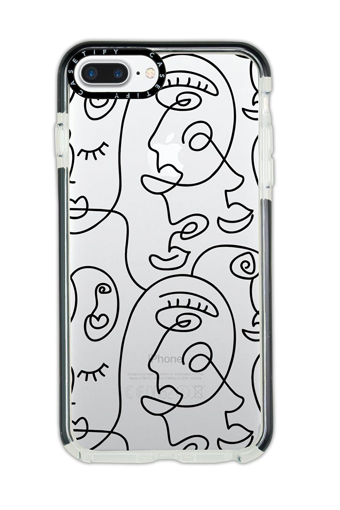 iPhone 8 Plus Casetify Face Art Desenli Anti Shock Premium Silikonlu Siyah Kenar Detaylı Telefon Kılıfı