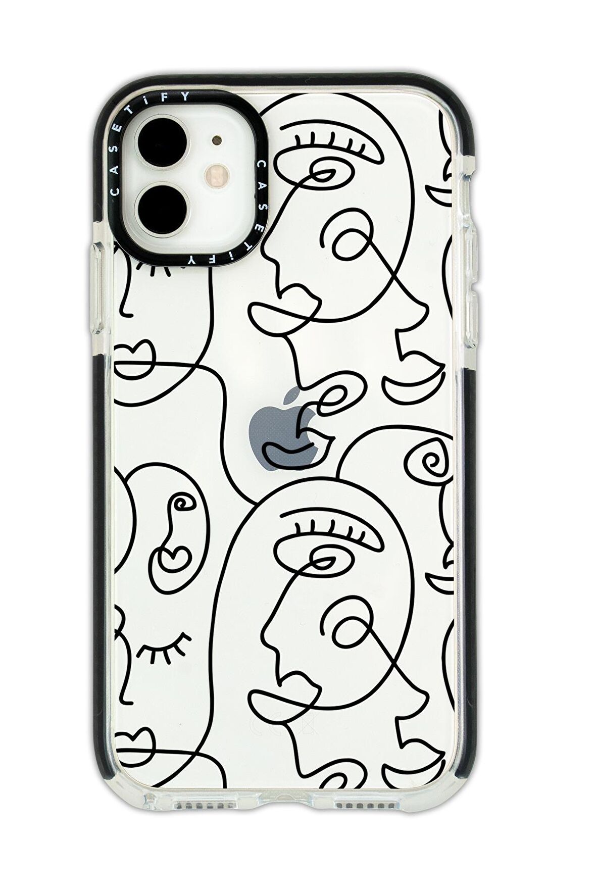 iPhone 11 Casetify Face Art Desenli Anti Shock Premium Silikonlu Siyah Kenar Detaylı Telefon Kılıfı