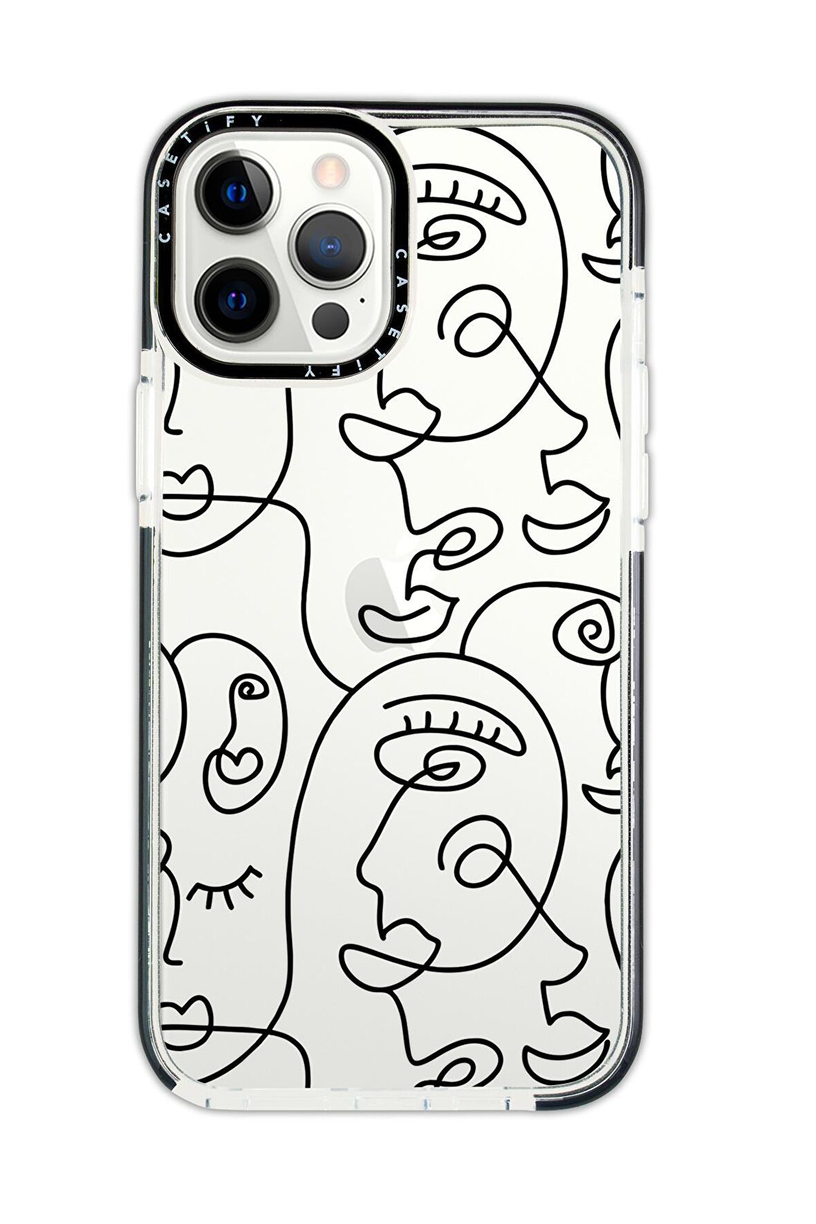 iPhone 12 Pro Max Casetify Face Art Desenli Anti Shock Premium Silikonlu Siyah Kenar Detaylı Telefon Kılıfı
