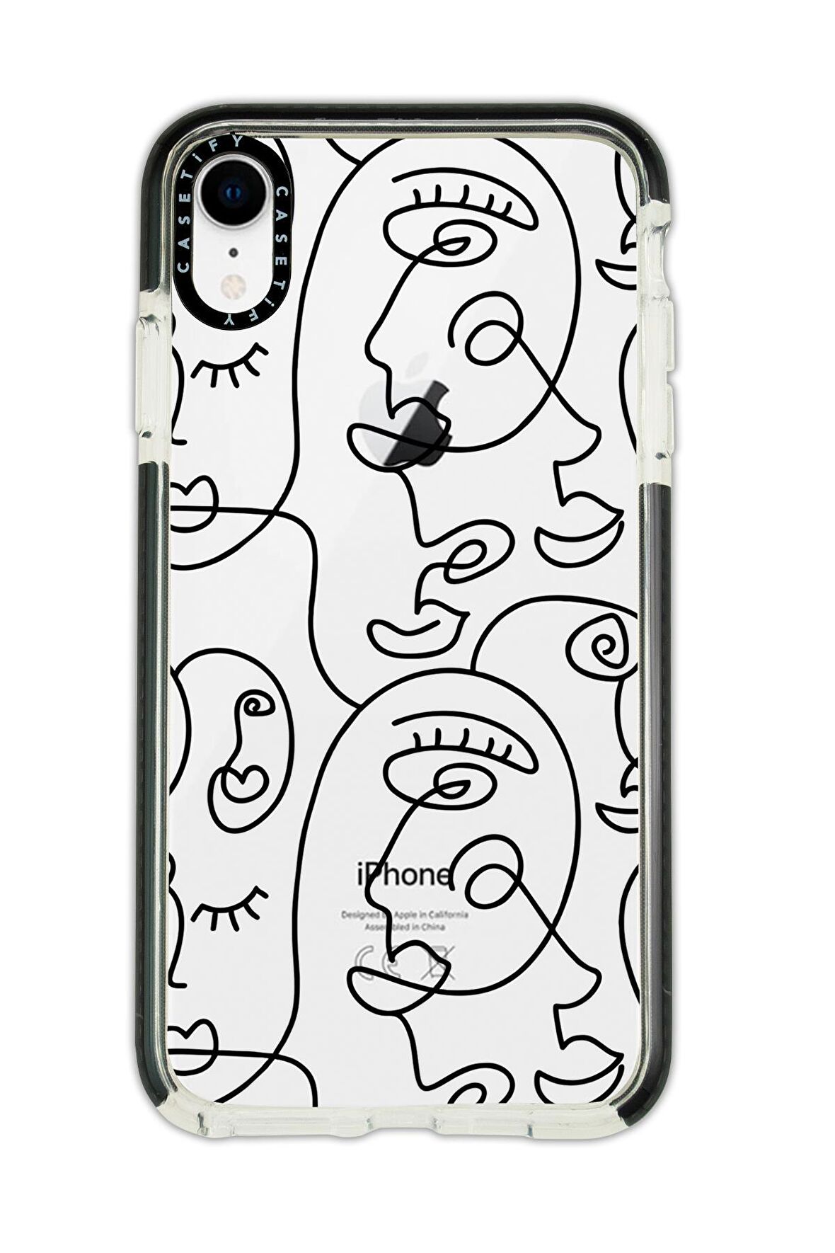 iPhone XR Casetify Face Art Desenli Anti Shock Premium Silikonlu Siyah Kenar Detaylı Telefon Kılıfı