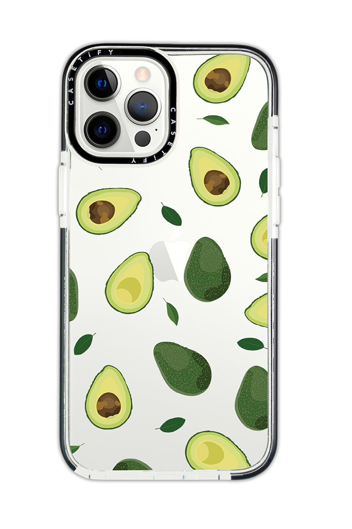 iPhone 12 Pro Max Casetify Avokado Desenli Anti Shock Premium Silikonlu Siyah Kenar Detaylı Telefon Kılıfı