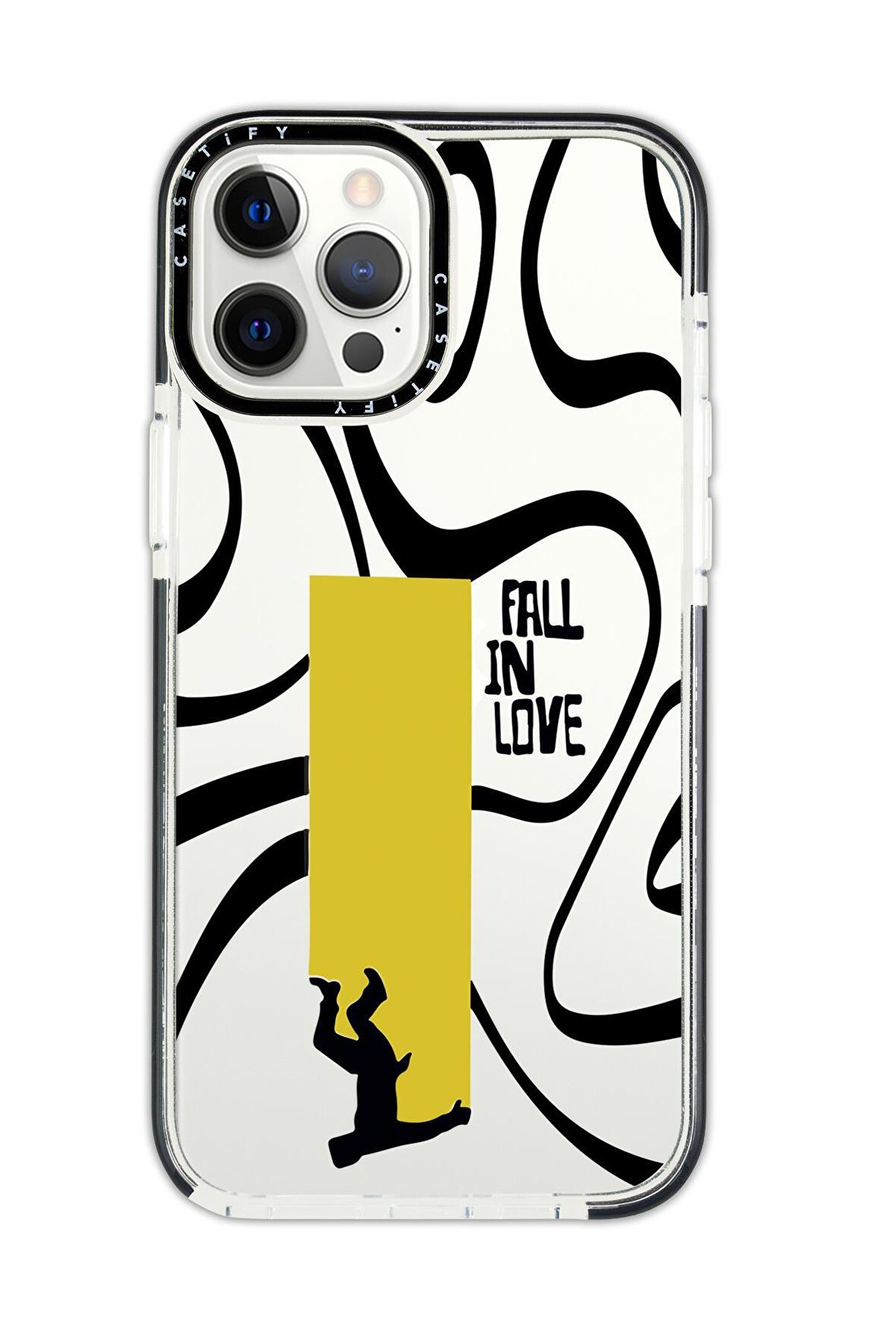 iPhone 12 Pro Casetify Fall In Love Desenli Anti Shock Premium Silikonlu Siyah Kenar Detaylı Telefon Kılıfı