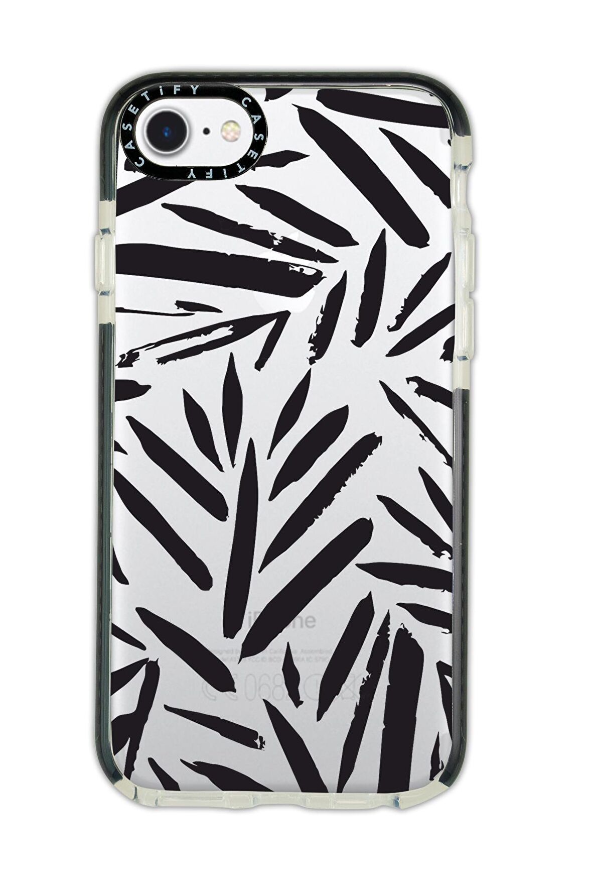 iPhone 7 Casetify Fırça Darbeleri Desenli Anti Shock Premium Silikonlu Siyah Kenar Detaylı Telefon Kılıfı