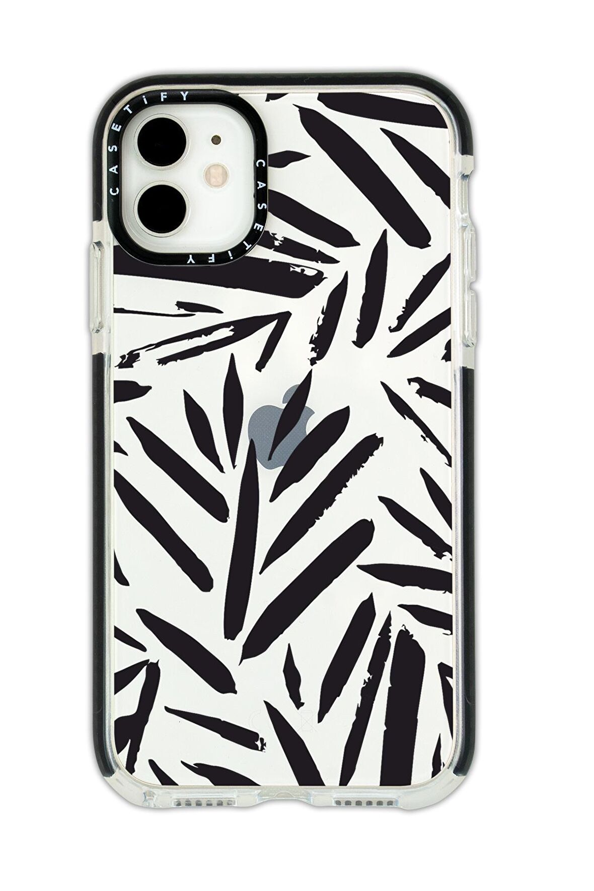 iPhone 12 Casetify Fırça Darbeleri Desenli Anti Shock Premium Silikonlu Siyah Kenar Detaylı Telefon Kılıfı