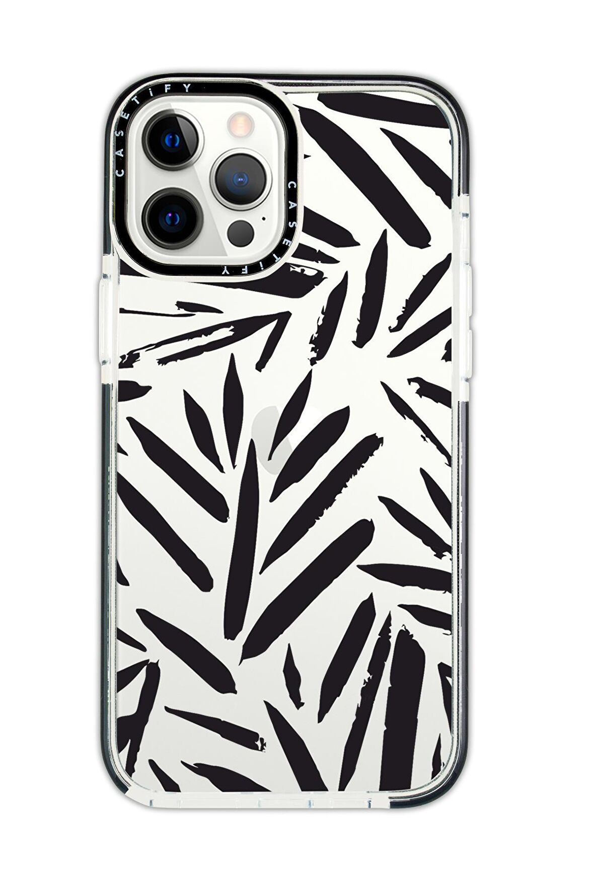 iPhone 12 Pro Max Casetify Fırça Darbeleri Desenli Anti Shock Premium Silikonlu Siyah Kenar Detaylı Telefon Kılıfı
