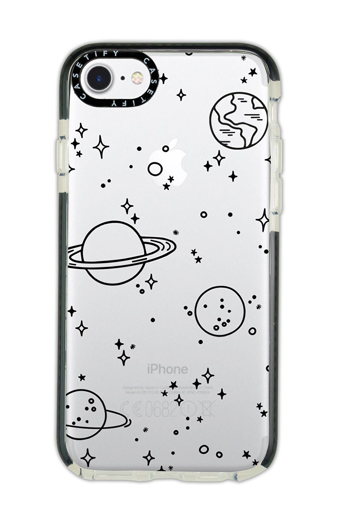 iPhone 6 Casetify Galaxy Desenli Anti Shock Premium Silikonlu Siyah Kenar Detaylı Telefon Kılıfı