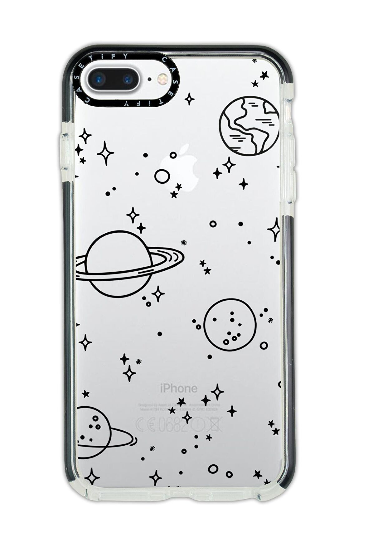 iPhone 8 Plus Casetify Galaxy Desenli Anti Shock Premium Silikonlu Siyah Kenar Detaylı Telefon Kılıfı