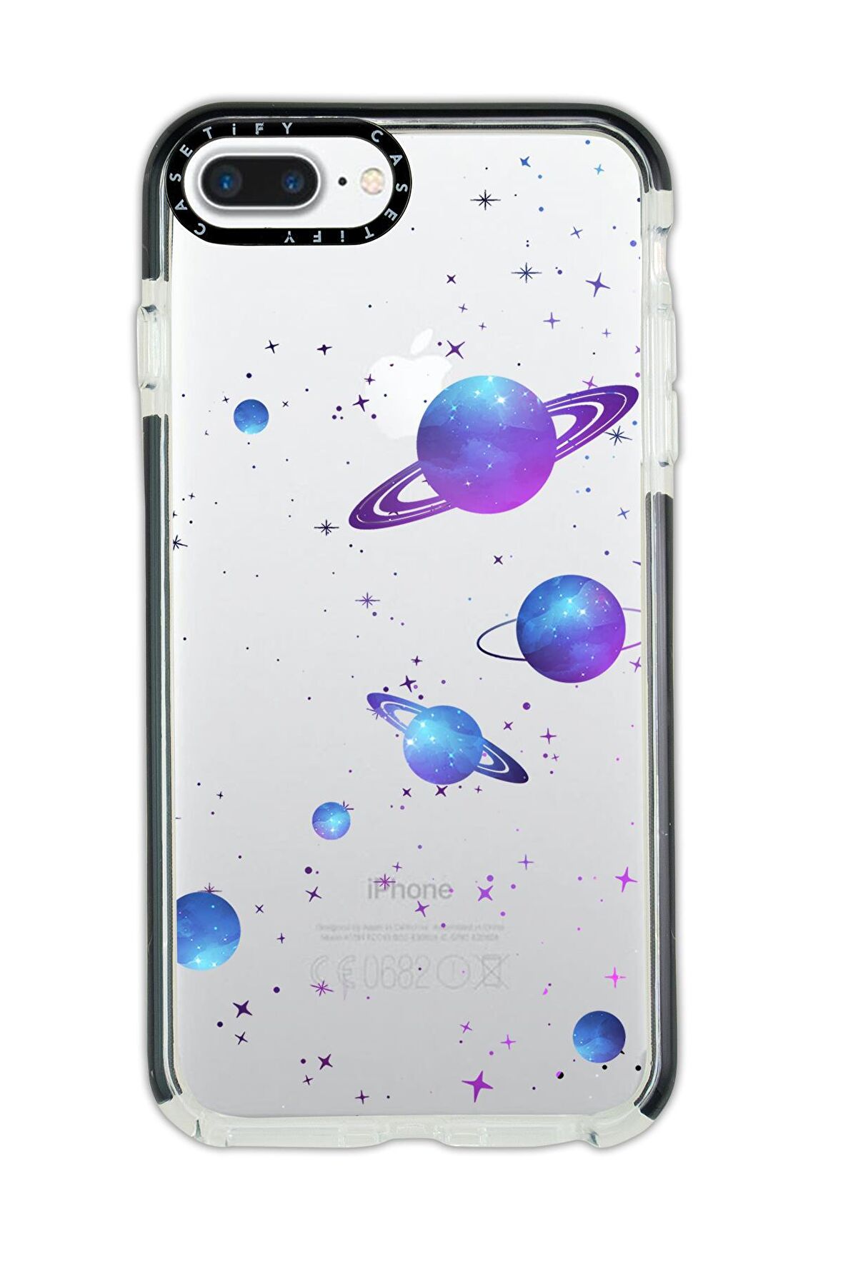 iPhone 8 Plus Casetify Galaxy And Stars Desenli Anti Shock Premium Silikonlu Siyah Kenar Detaylı Telefon Kılıfı