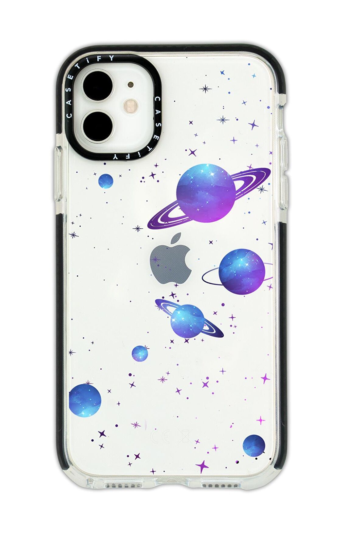 iPhone 11 Casetify Galaxy And Stars Desenli Anti Shock Premium Silikonlu Siyah Kenar Detaylı Telefon Kılıfı