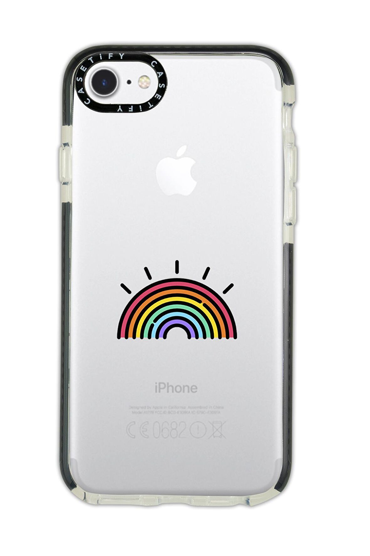 iPhone 6 Plus Casetify Gökkuşağı Desenli Anti Shock Premium Silikonlu Siyah Kenar Detaylı Telefon Kılıfı