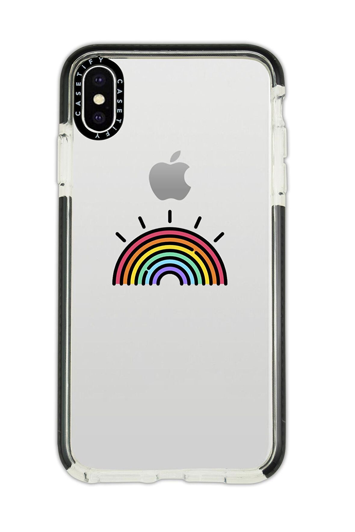 iPhone X Casetify Gökkuşağı Desenli Anti Shock Premium Silikonlu Siyah Kenar Detaylı Telefon Kılıfı