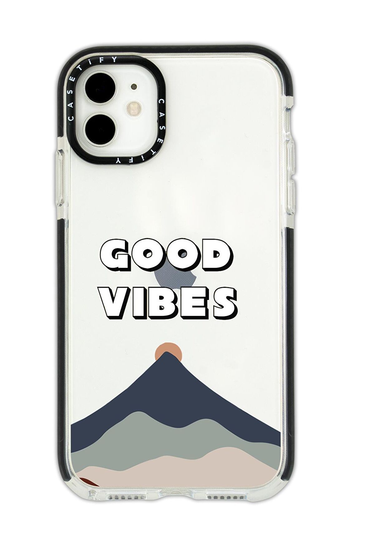 iPhone 12 Casetify Good Vibes Desenli Anti Shock Premium Silikonlu Siyah Kenar Detaylı Telefon Kılıfı