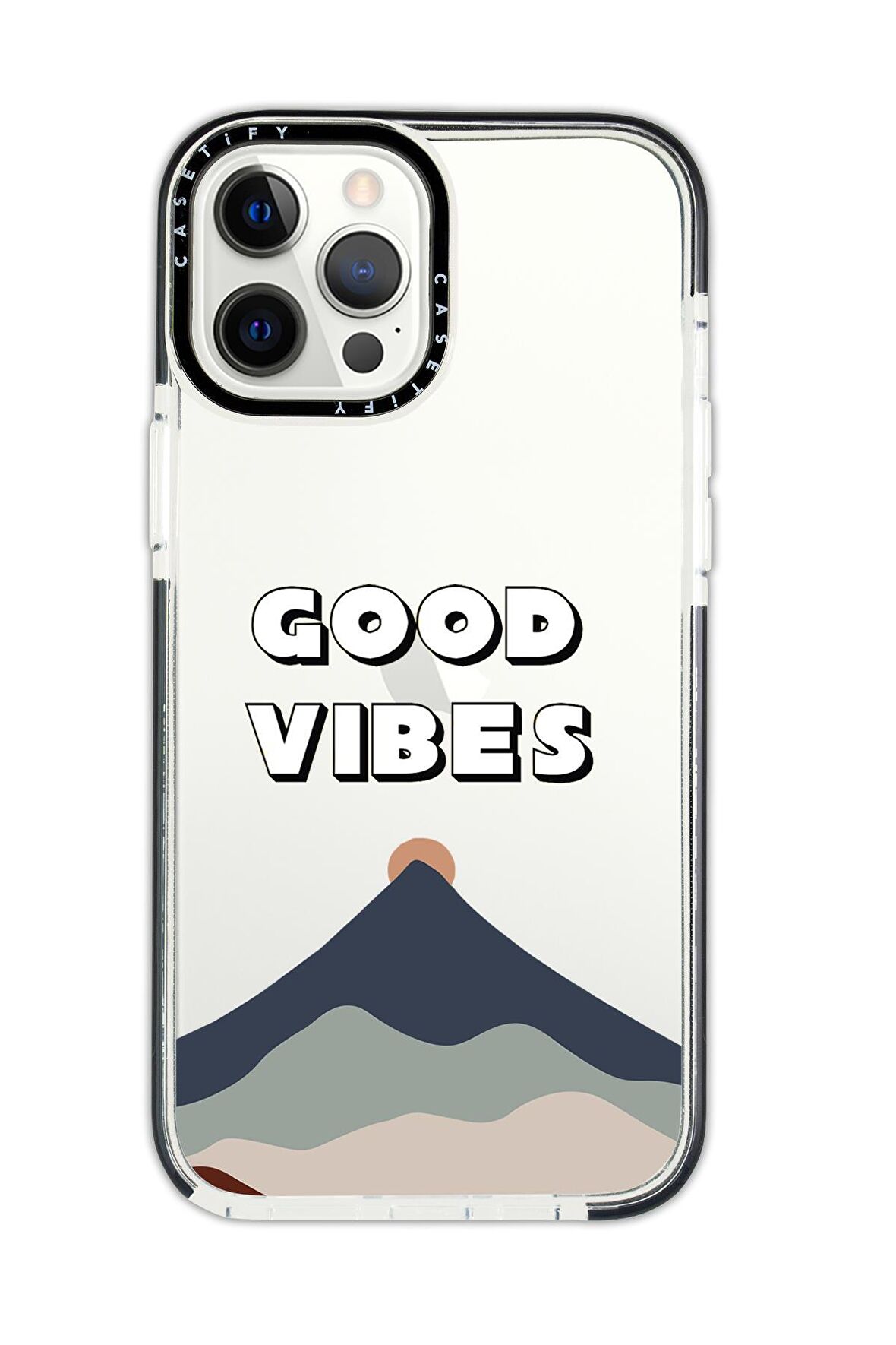 iPhone 12 Pro Max Casetify Good Vibes Desenli Anti Shock Premium Silikonlu Siyah Kenar Detaylı Telefon Kılıfı