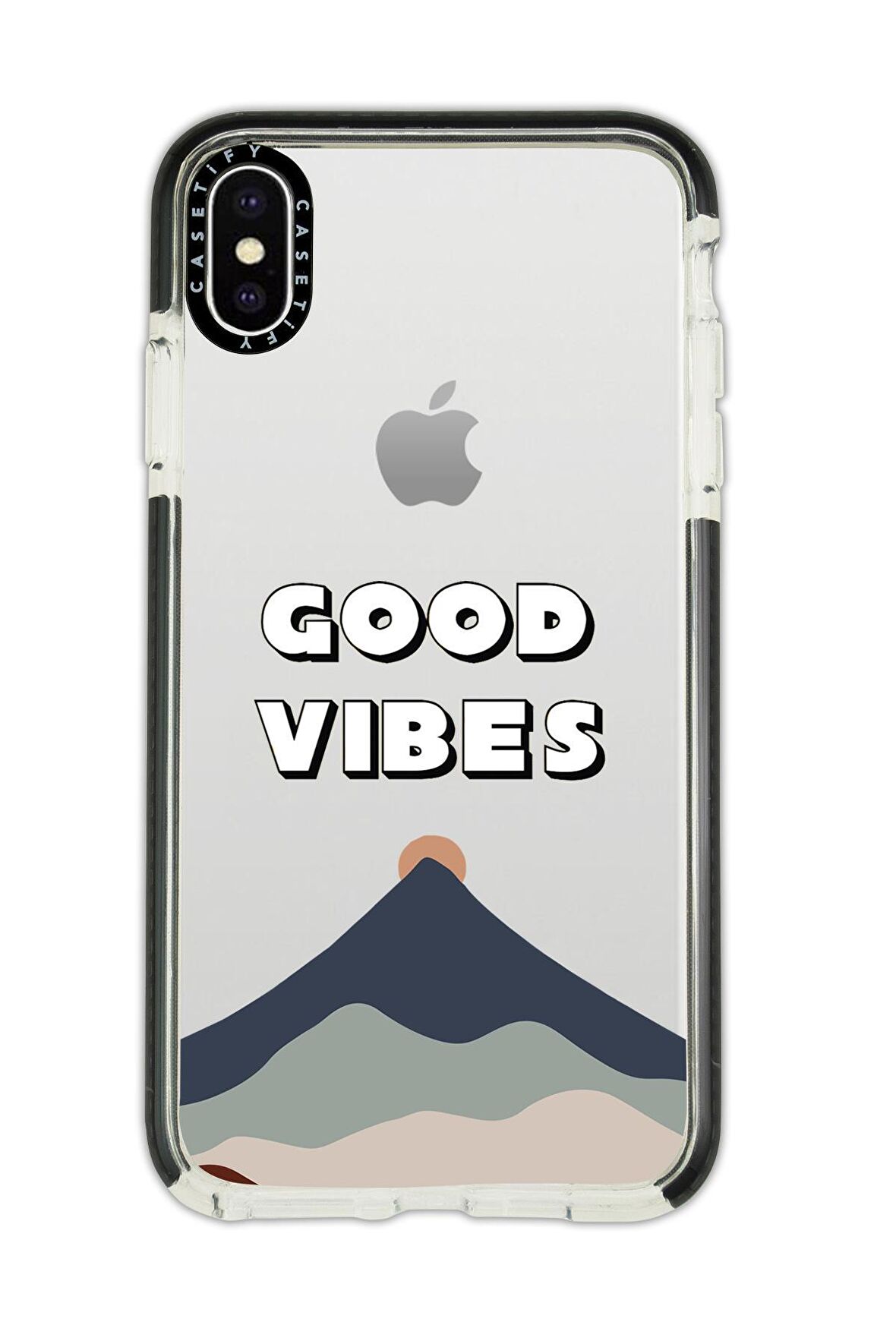 iPhone X Casetify Good Vibes Desenli Anti Shock Premium Silikonlu Siyah Kenar Detaylı Telefon Kılıfı