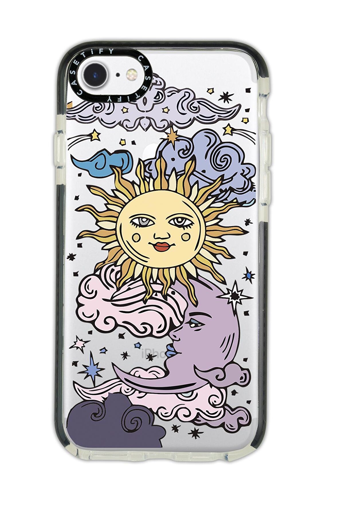 iPhone 8 Casetify Güneş Ay Desenli Anti Shock Premium Silikonlu Siyah Kenar Detaylı Telefon Kılıfı