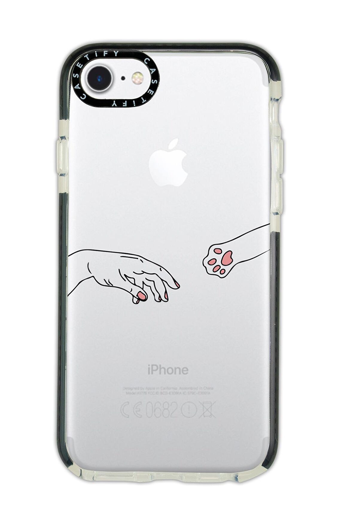 iPhone 7 Casetify Hand and Paw Desenli Anti Shock Premium Silikonlu Siyah Kenar Detaylı Telefon Kılıfı