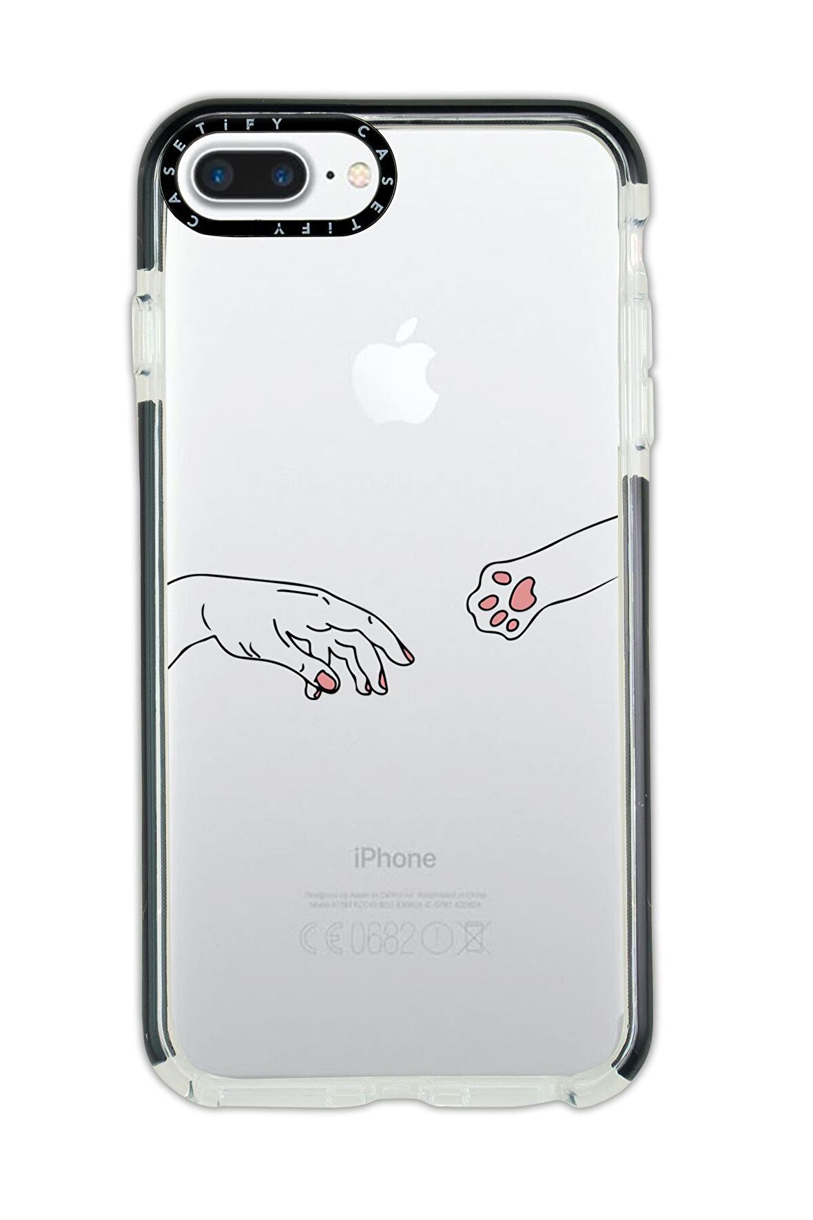 iPhone 8 Plus Casetify Hand and Paw Desenli Anti Shock Premium Silikonlu Siyah Kenar Detaylı Telefon Kılıfı